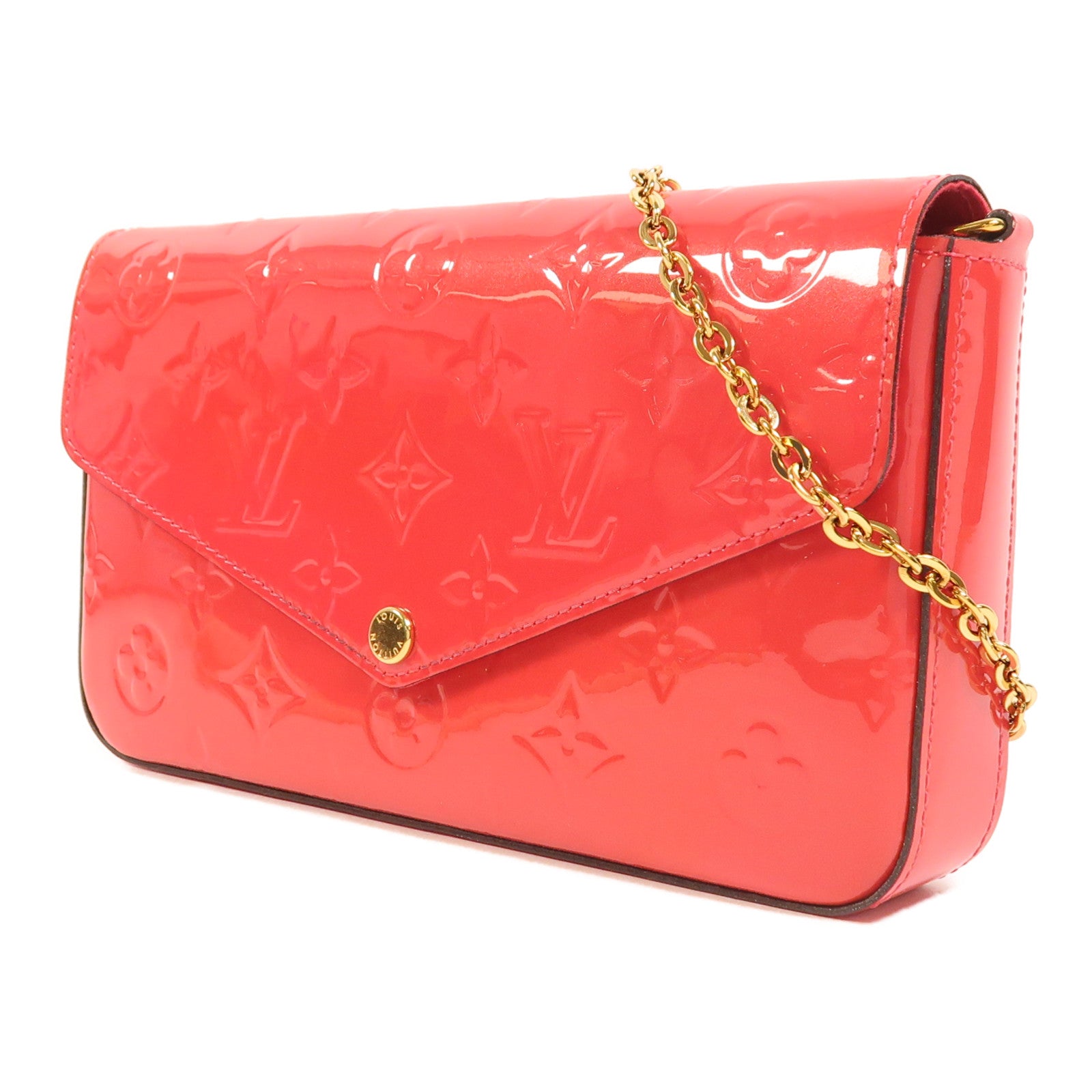 LOUIS VUITTON 【激減優惠】Monogram Vernis Pochette金扣鏈帶肩背袋