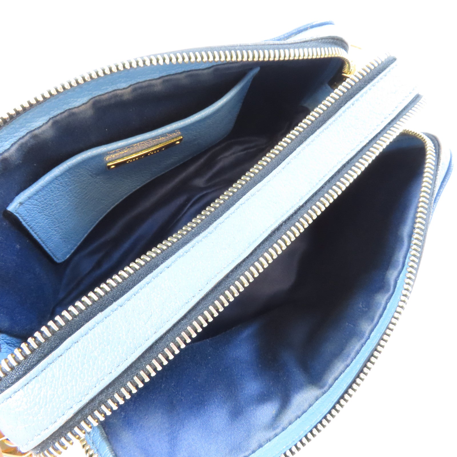 Miu Miu 【激減優惠】牛皮皮革Shoulder Bag金扣肩背袋藍色