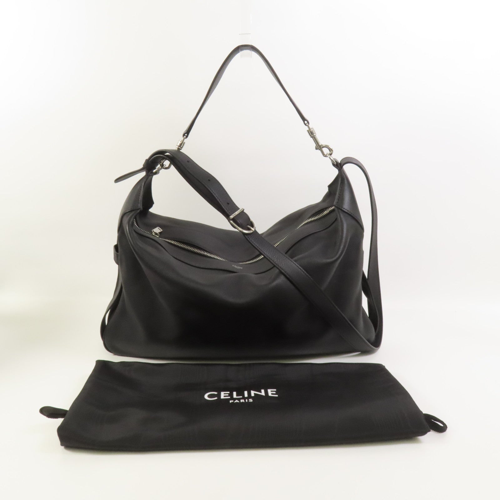 CELINE 牛皮皮革Romy銀扣手挽肩背兩用袋