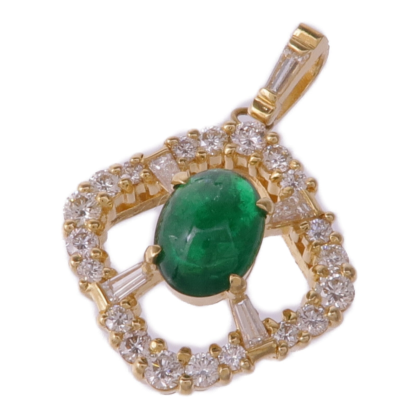 JEWELRY 18K黃金Emerald Diamond Pendant Top綠寶石/鑽石項鍊