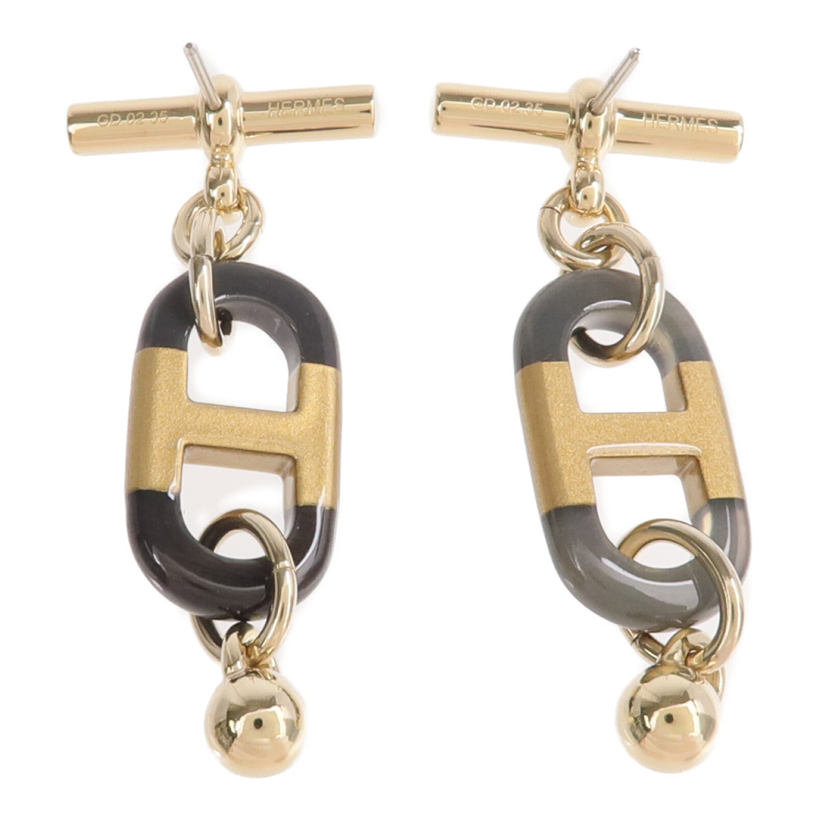 HERMES 金屬/水牛角Sur Mer Small Model Earrings耳環