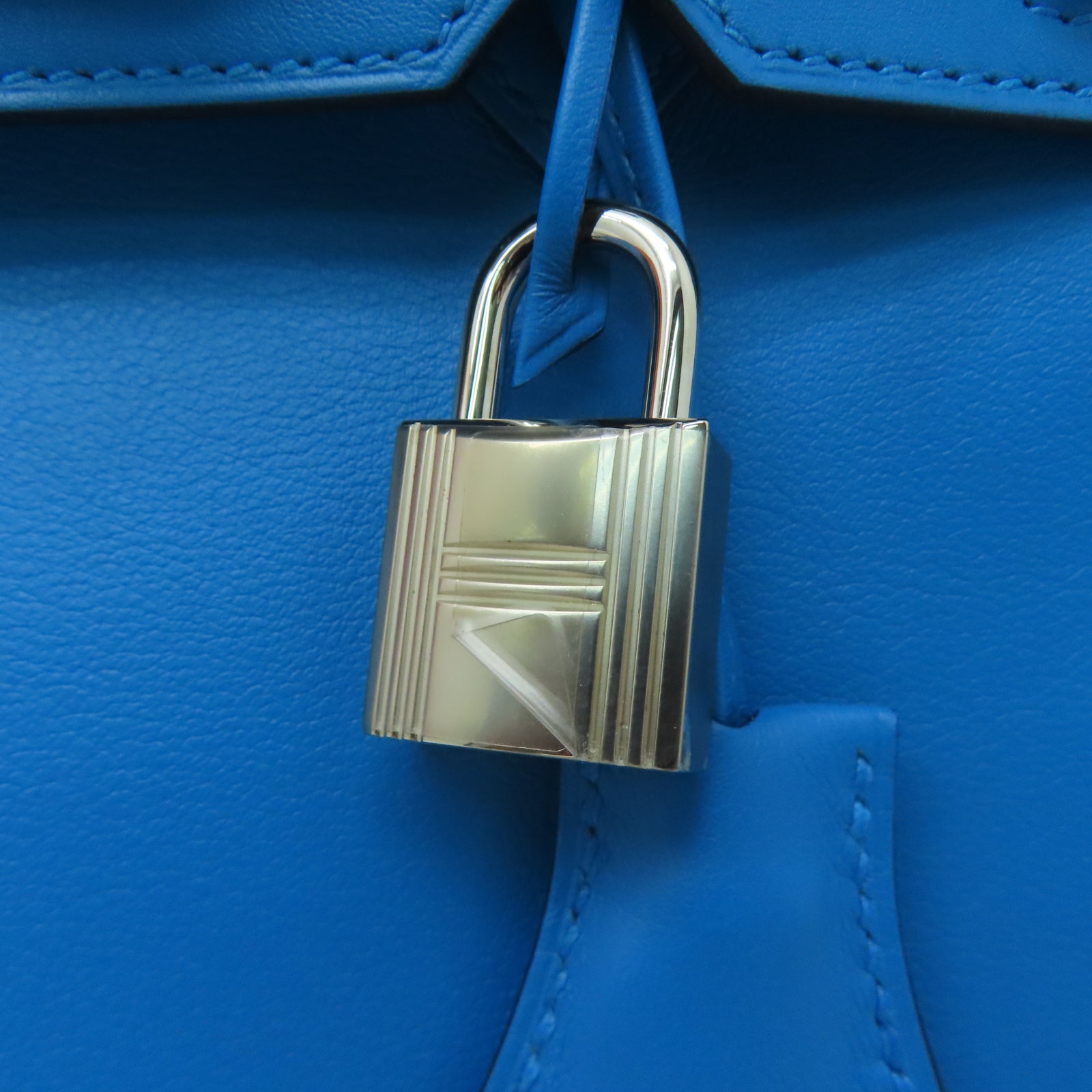 HERMES Swift皮革Birkin 25銀扣手挽袋法國藍色