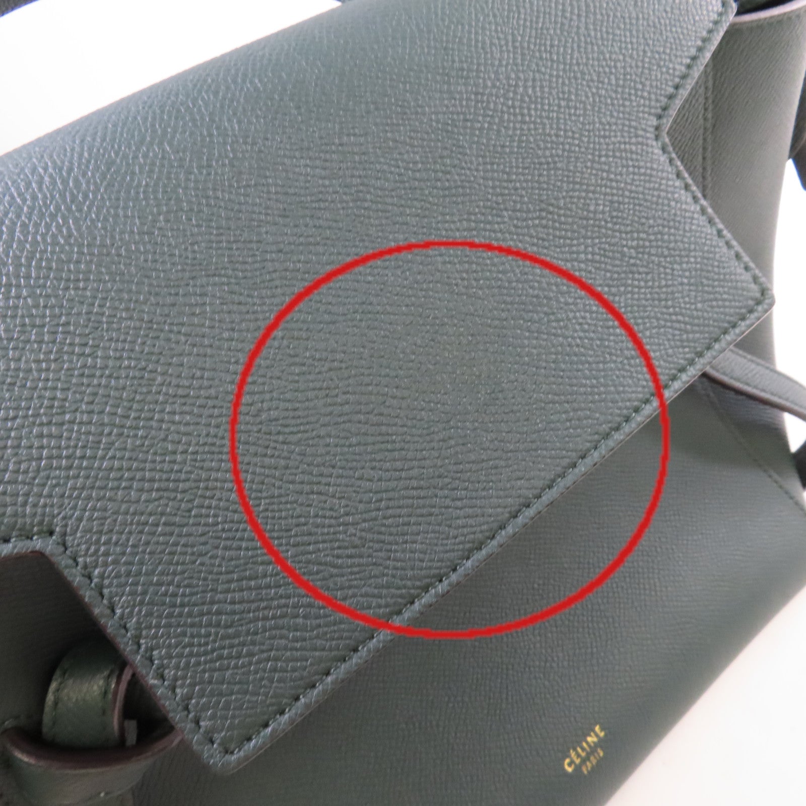 CELINE 牛皮皮革Belt 2Way Bag金扣手挽肩背兩用袋綠色