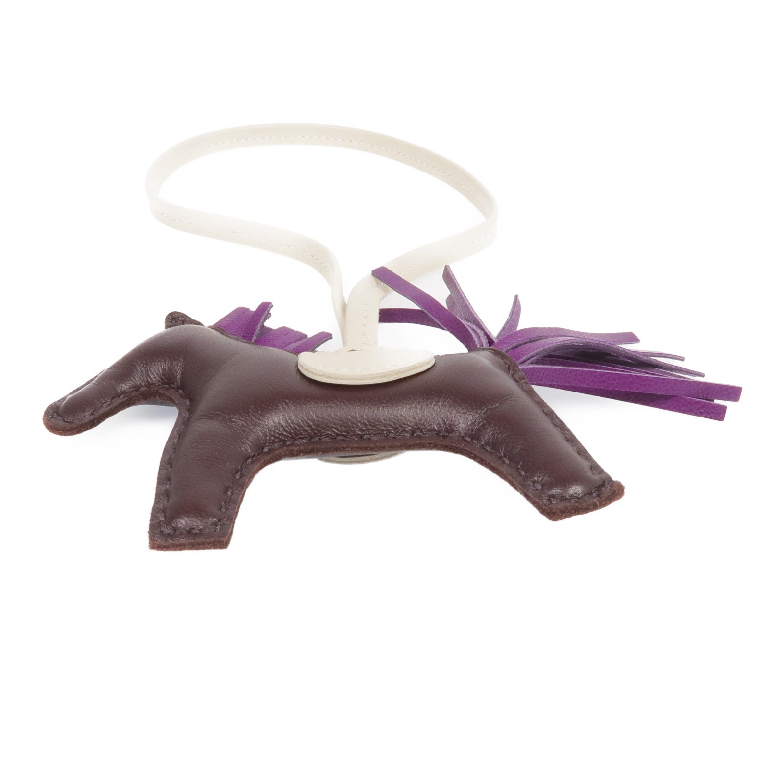 HERMES Milo皮革Rodeo PM掛飾Violet/Rouge