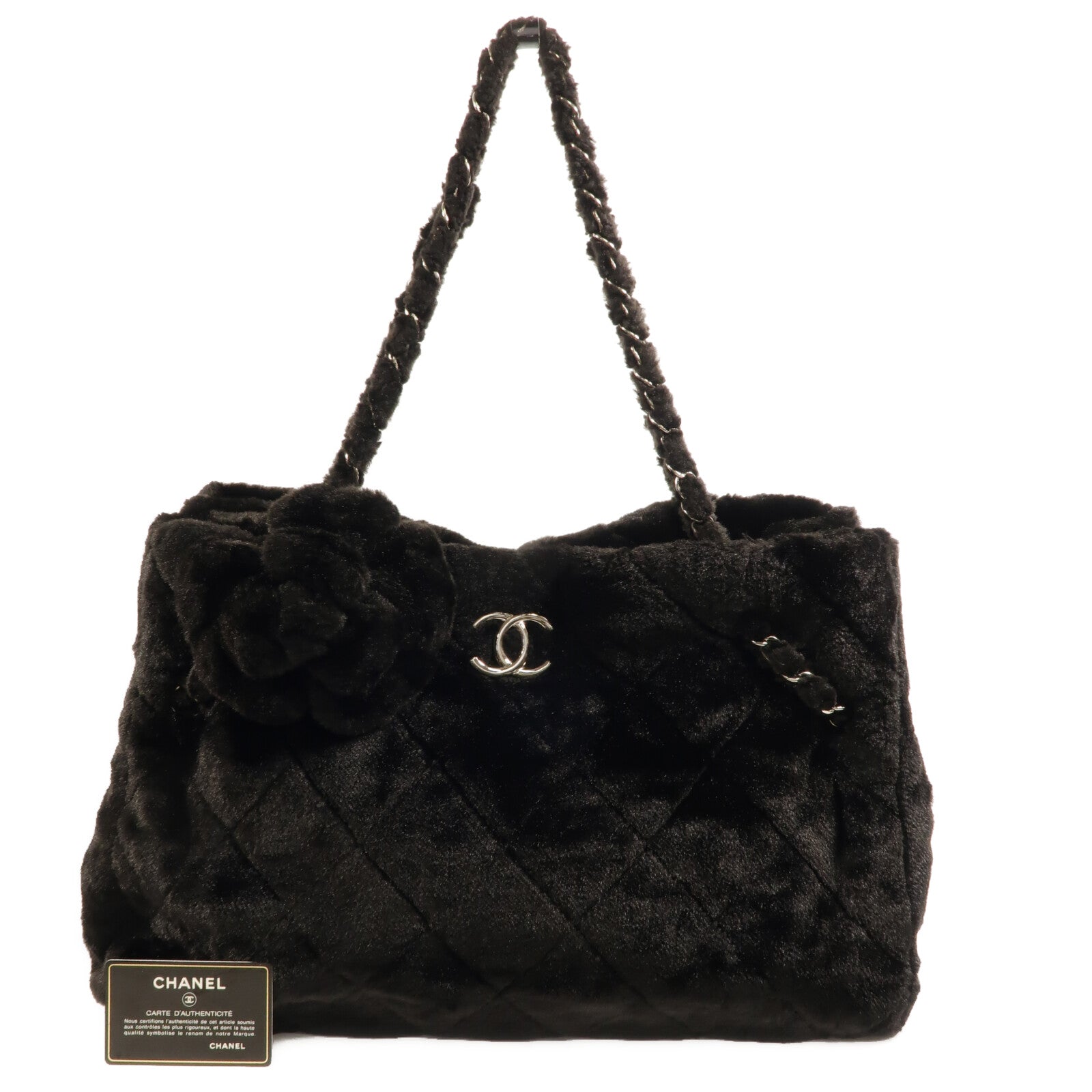 CHANEL Fantasy Fur Camellia Tote Bag肩背袋