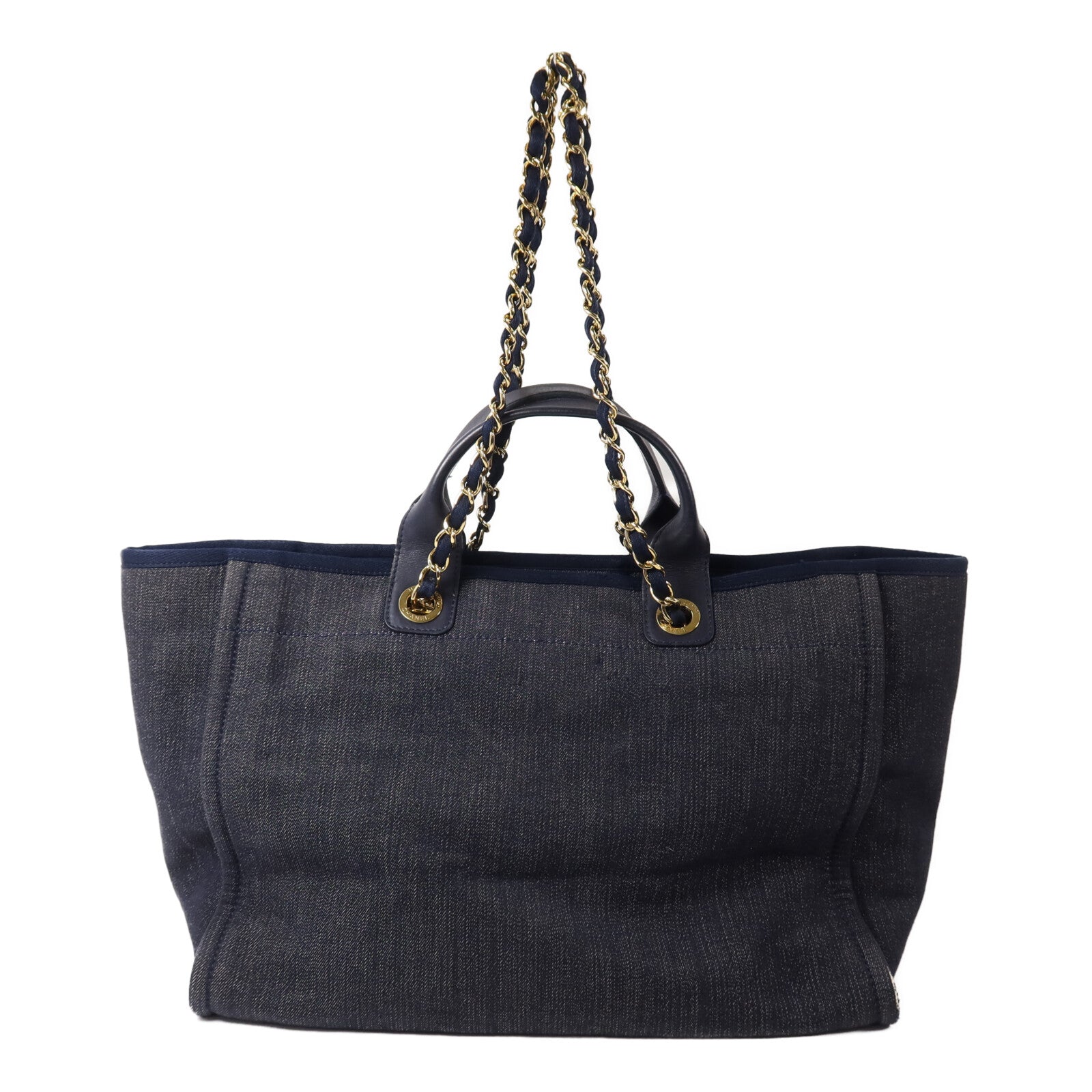CHANEL 牛仔布Deauville Tote鏈帶手挽肩背兩用袋