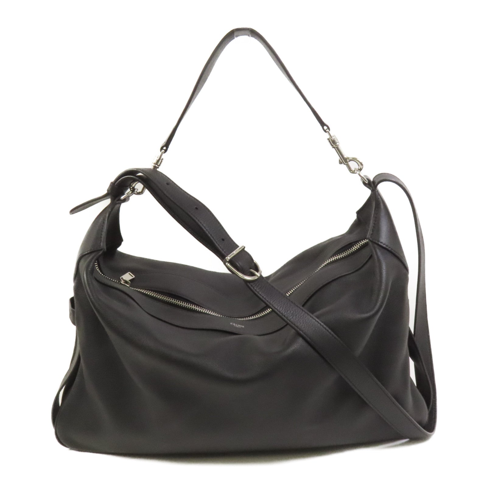 CELINE 牛皮皮革Romy銀扣手挽肩背兩用袋