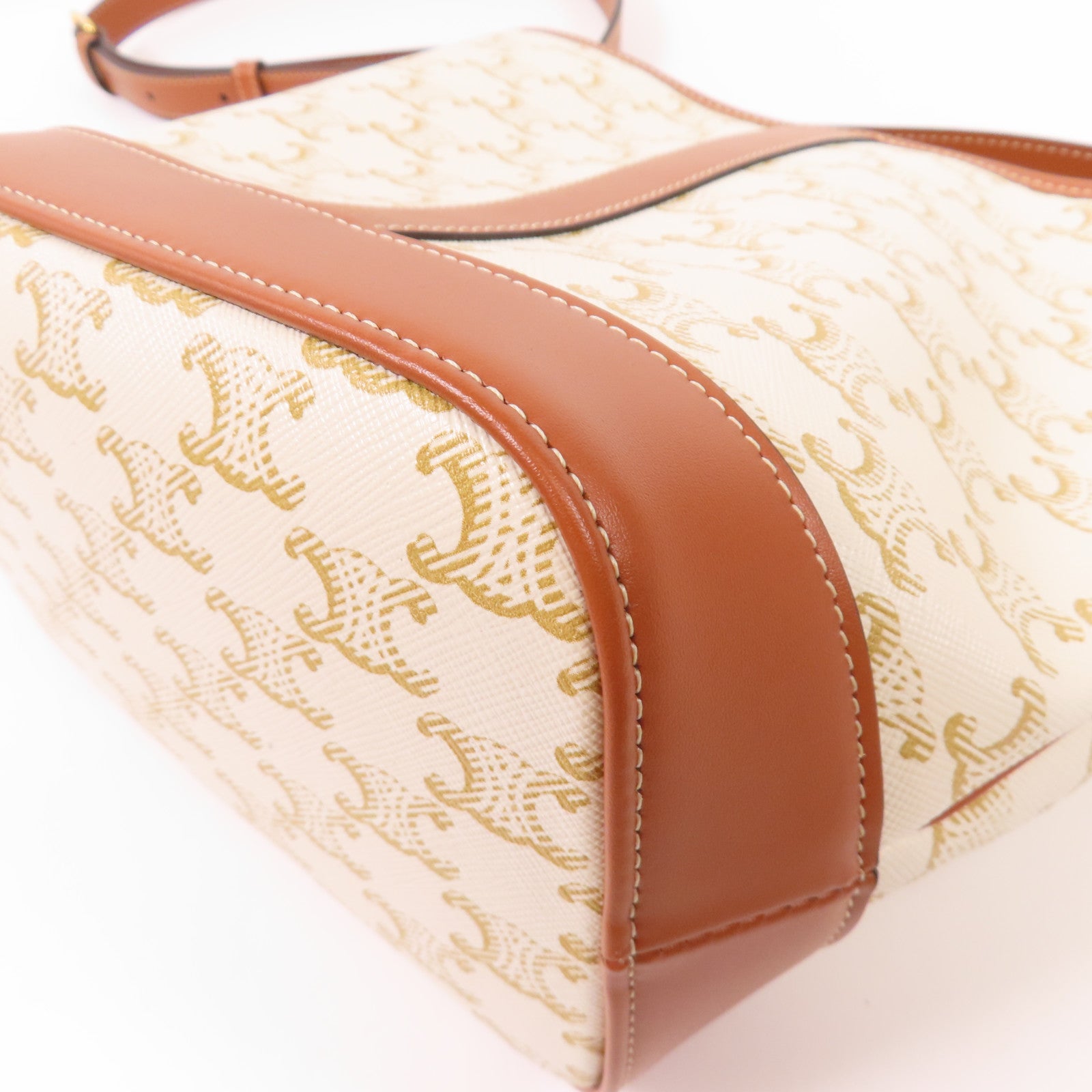 CELINE 塗層帆布Triomphe Bucket金扣肩背袋