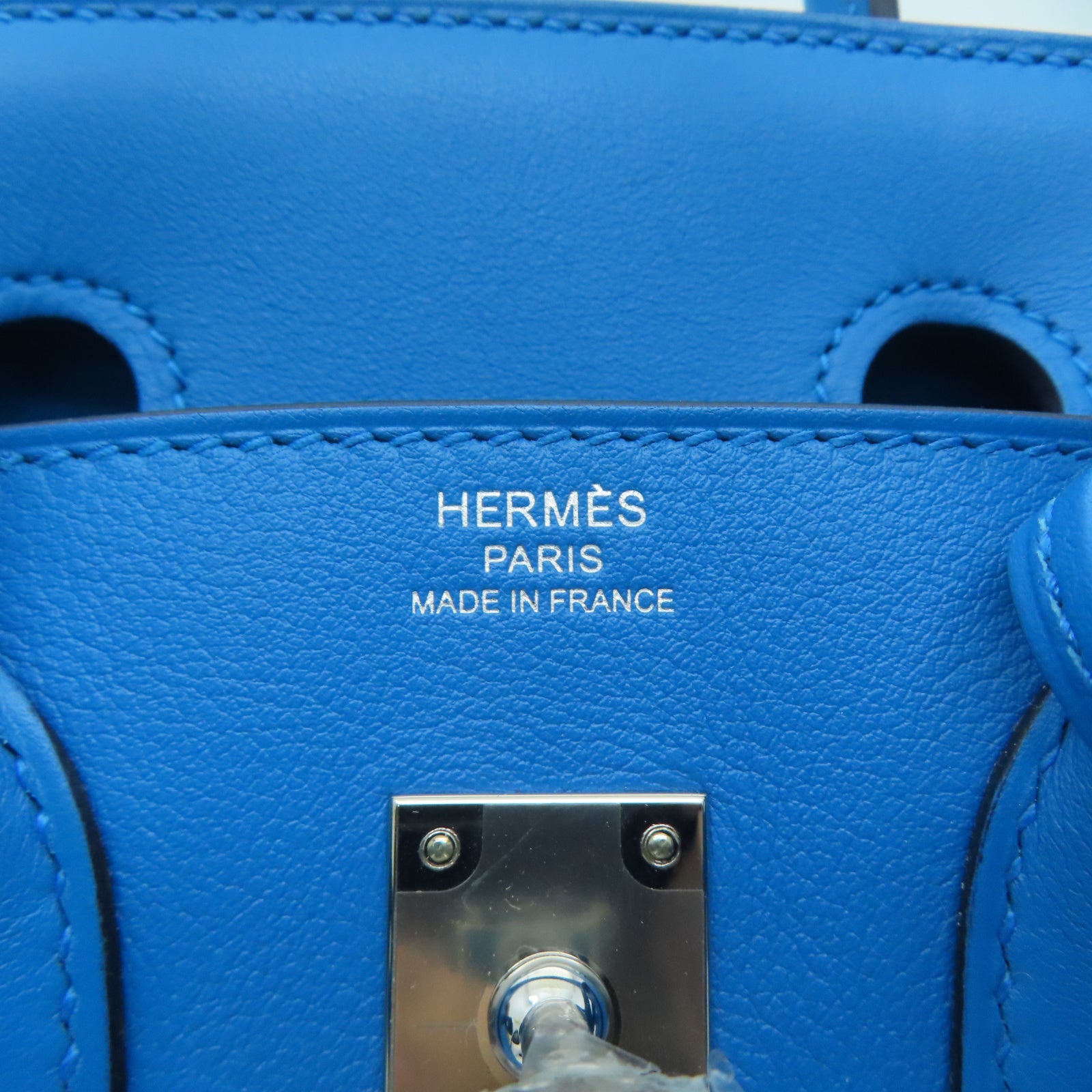 HERMES Swift皮革Birkin 25銀扣手挽袋法國藍色