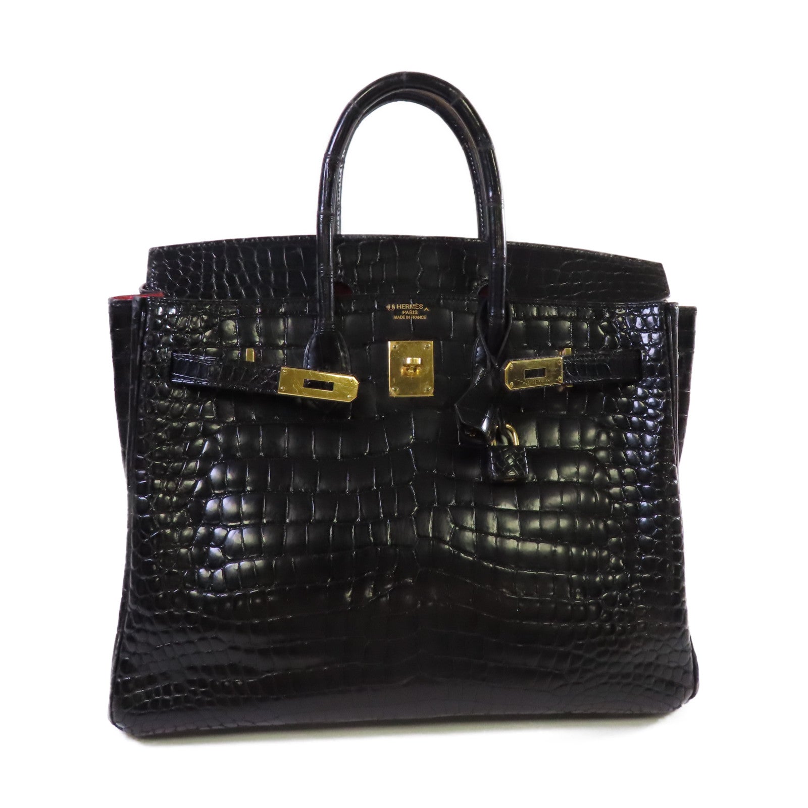 HERMES 鱷魚皮革Birkin 35 Handbag金扣手挽袋黑色