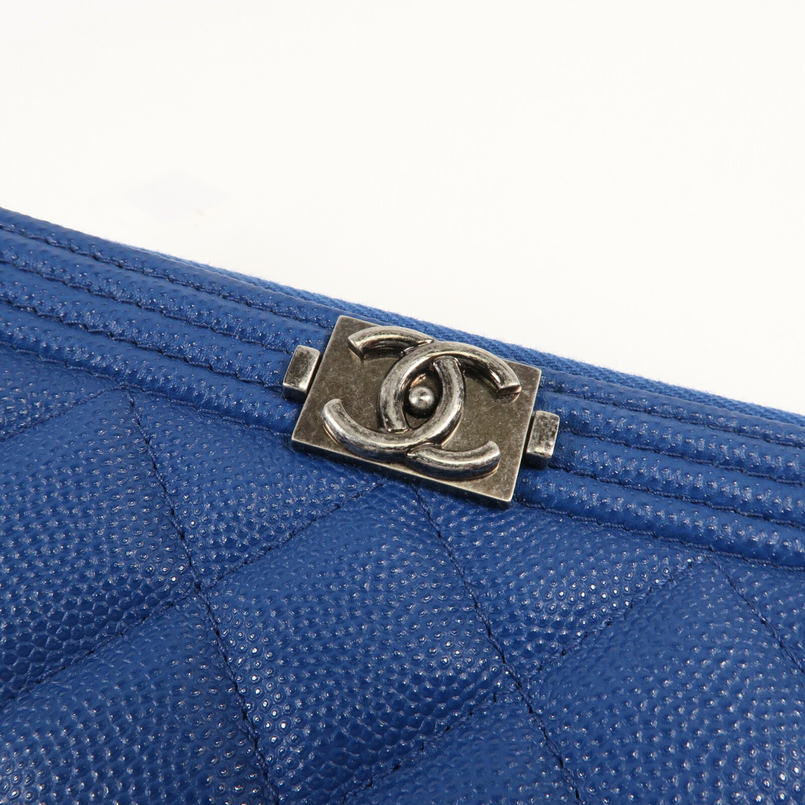 CHANEL 牛皮皮革Clutch銀扣手拿包