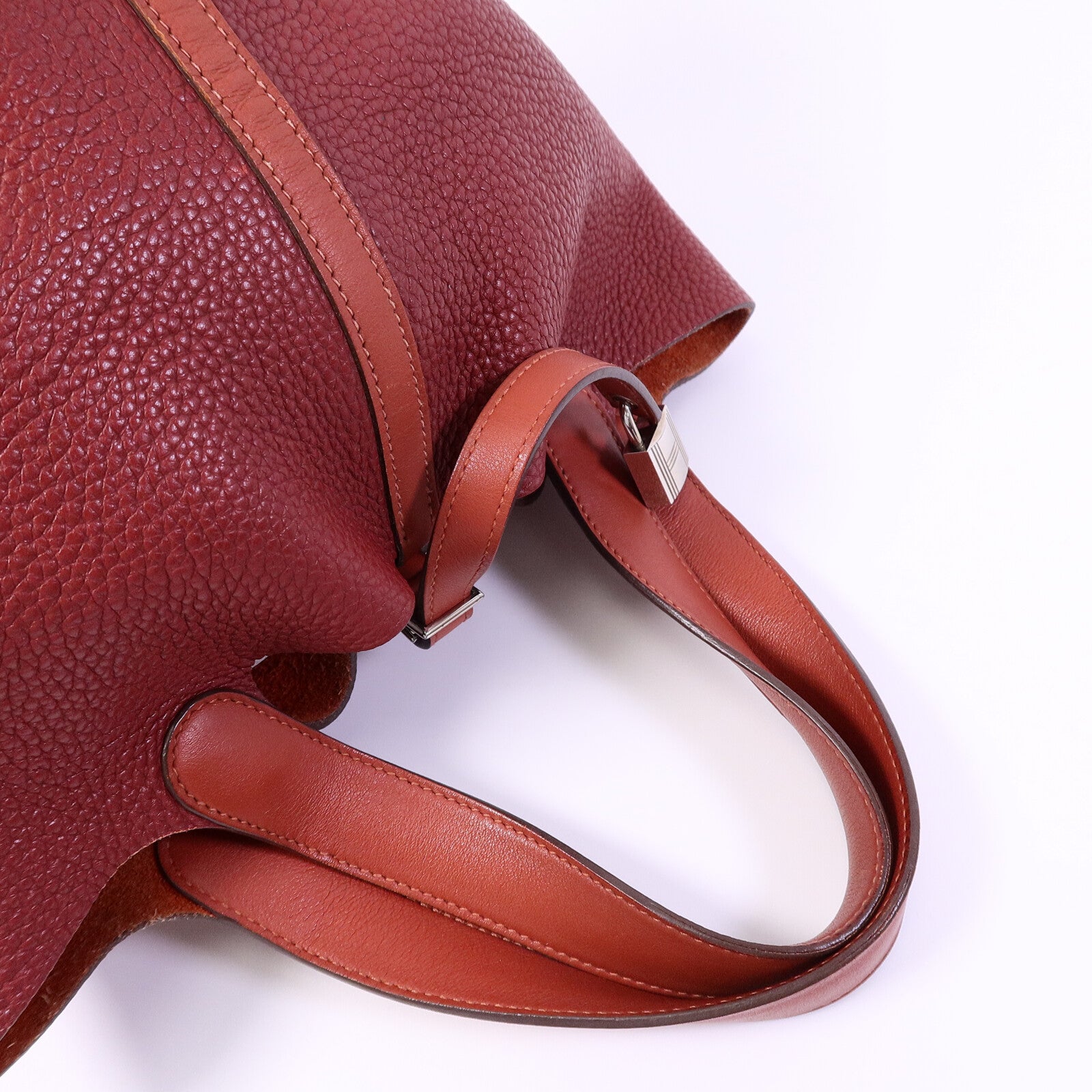 HERMES Clemence皮革Picotin MM手挽袋Rouge