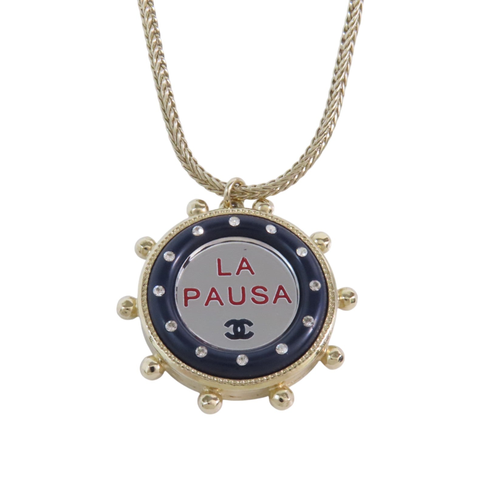 CHANEL 金屬/仿珍珠/PVC Necklace金扣項鏈