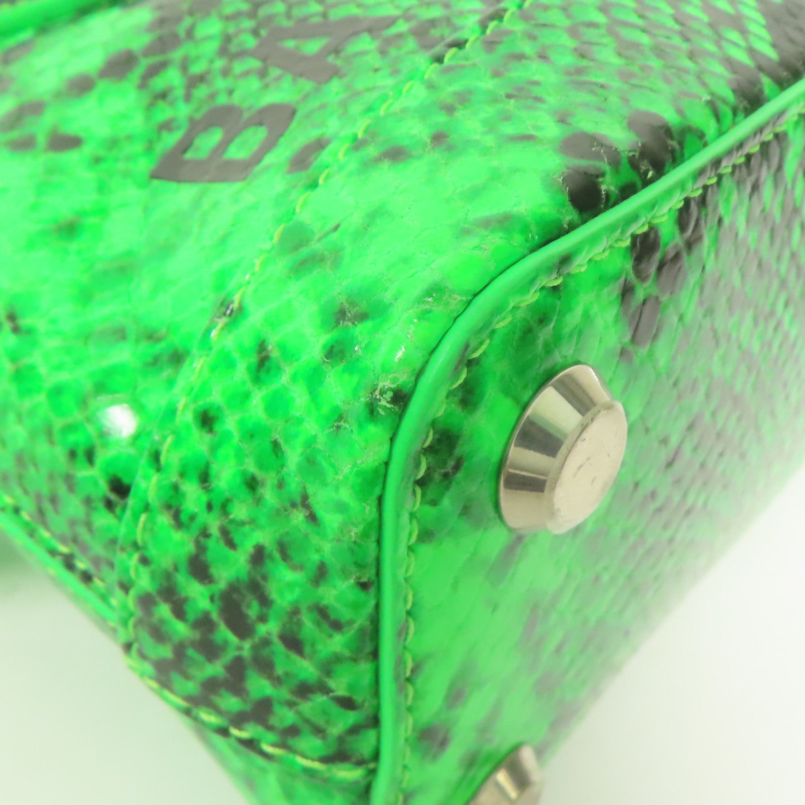 BALENCIAGA 蛇皮皮革XXS Ville Bag銀扣手挽肩背兩用袋