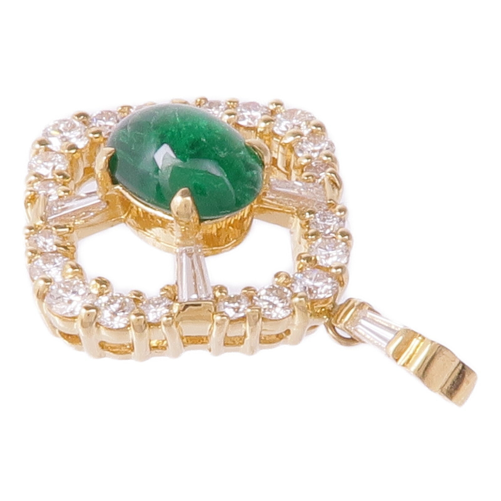 JEWELRY 18K黃金Emerald Diamond Pendant Top綠寶石/鑽石項鍊