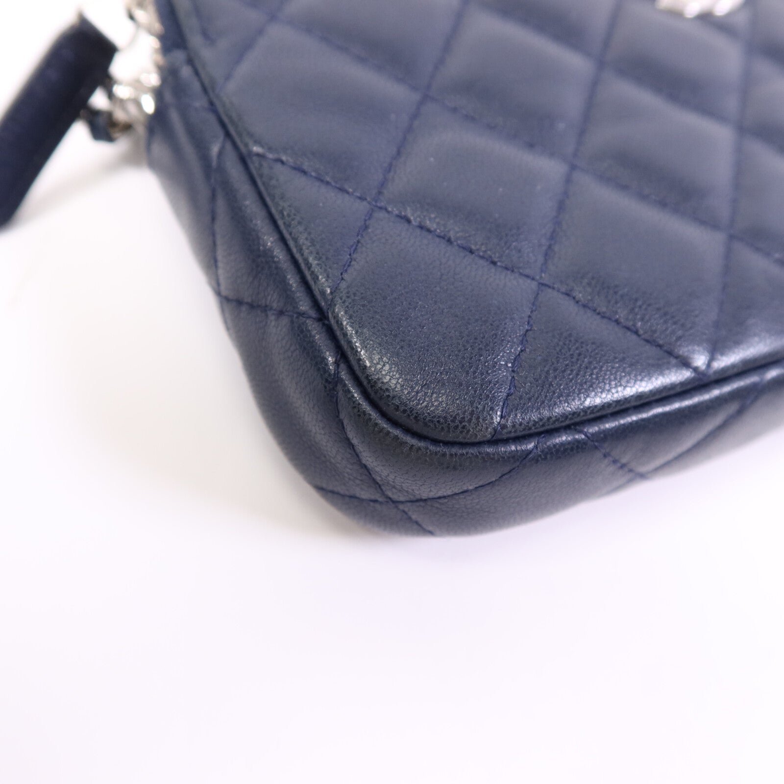 CHANEL 羊皮皮革Chain Shoulder Bag銀扣鏈帶肩背袋