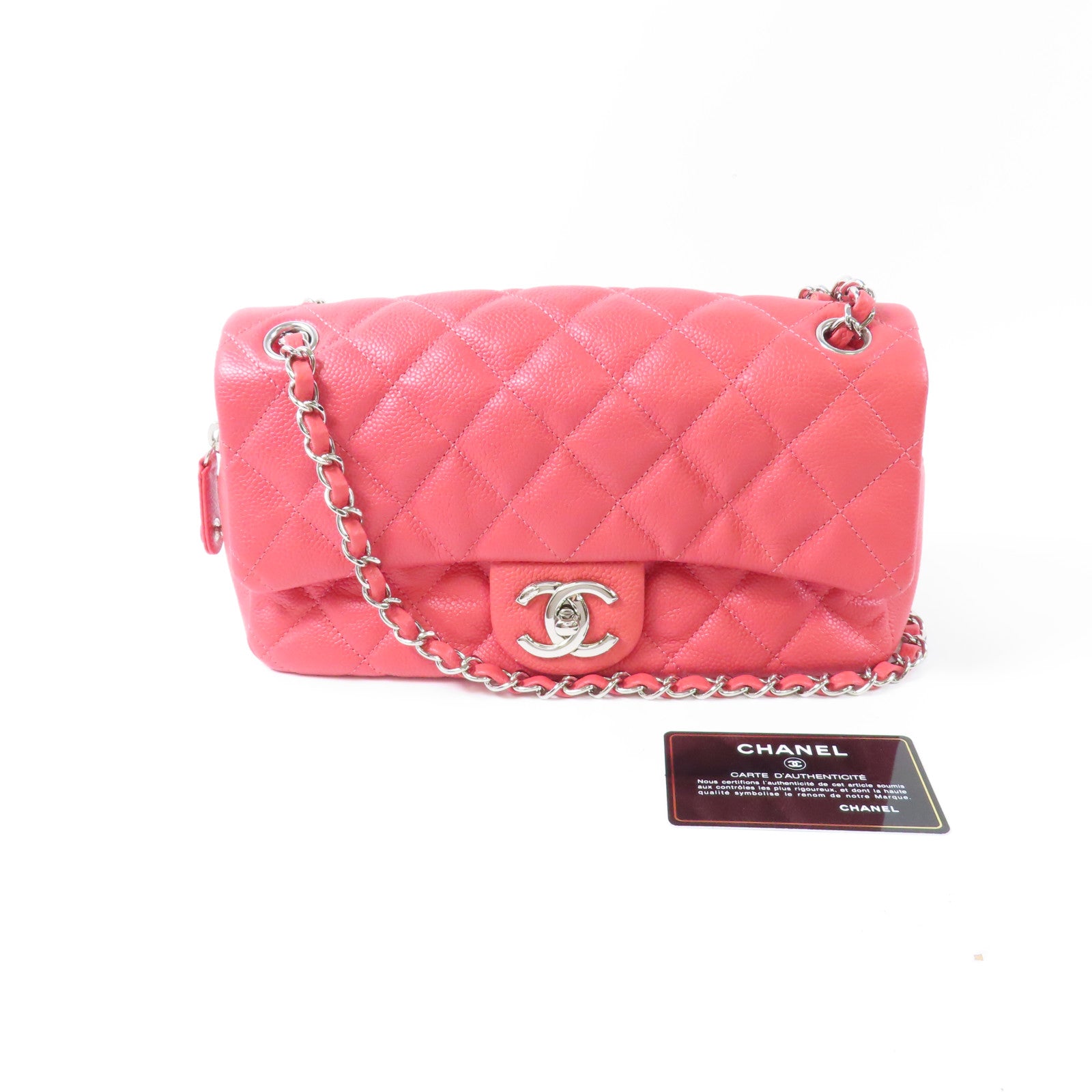 CHANEL CC SHW Chain Shoulder Bag Calfskin Leather Pink