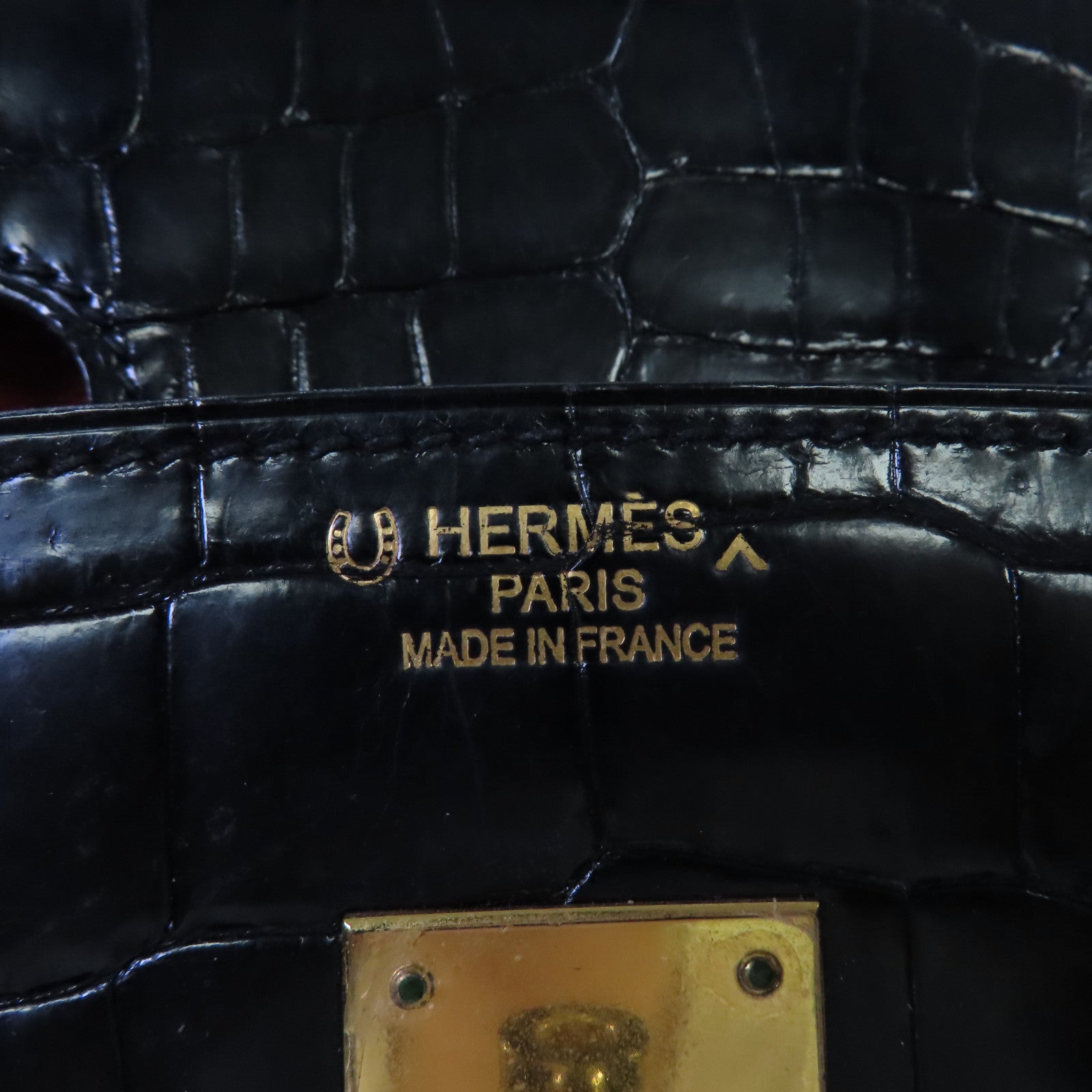 HERMES 鱷魚皮革Birkin 35 Handbag金扣手挽袋黑色