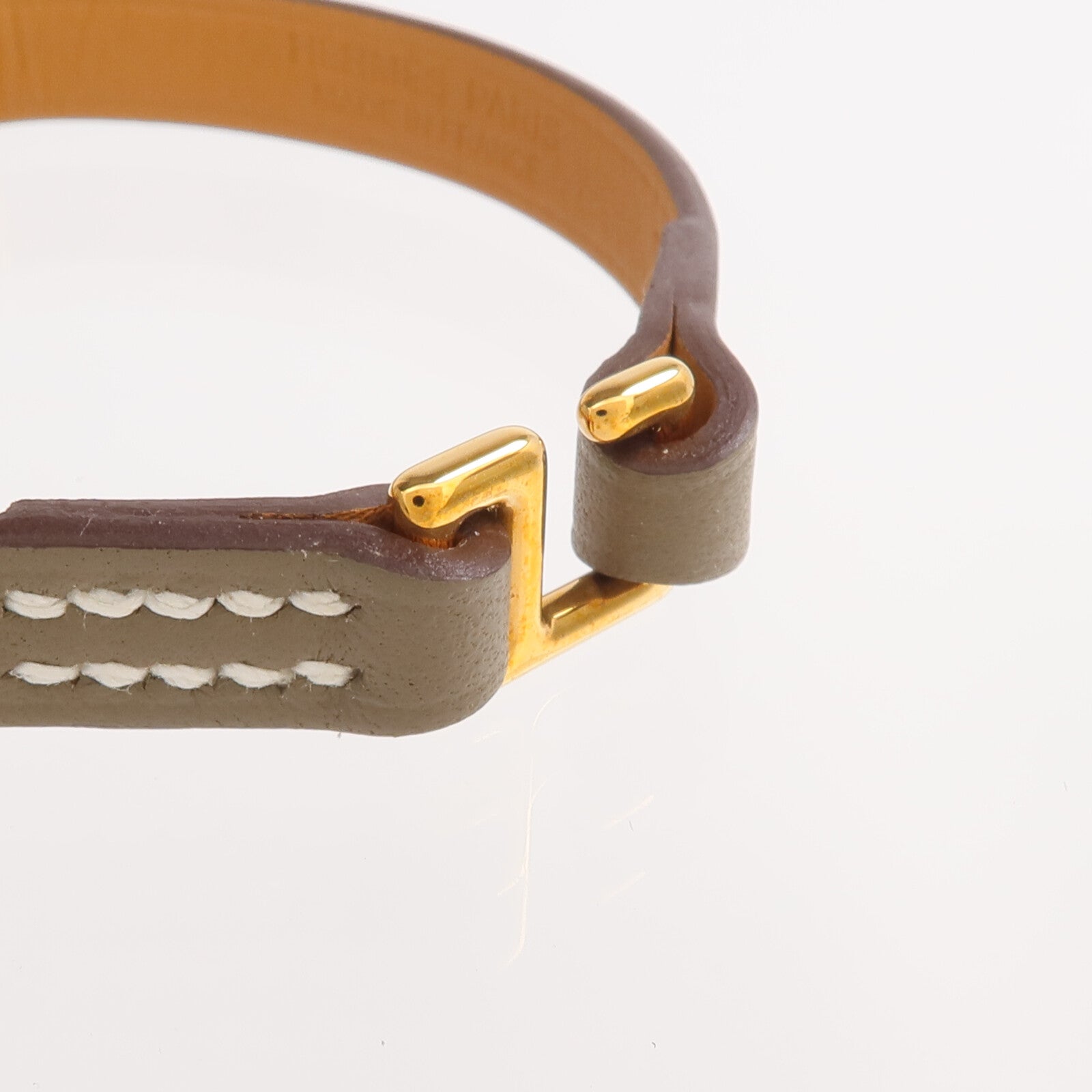 HERMES Swift皮革Rivale Mini Bracelet金扣手帶Etoupe