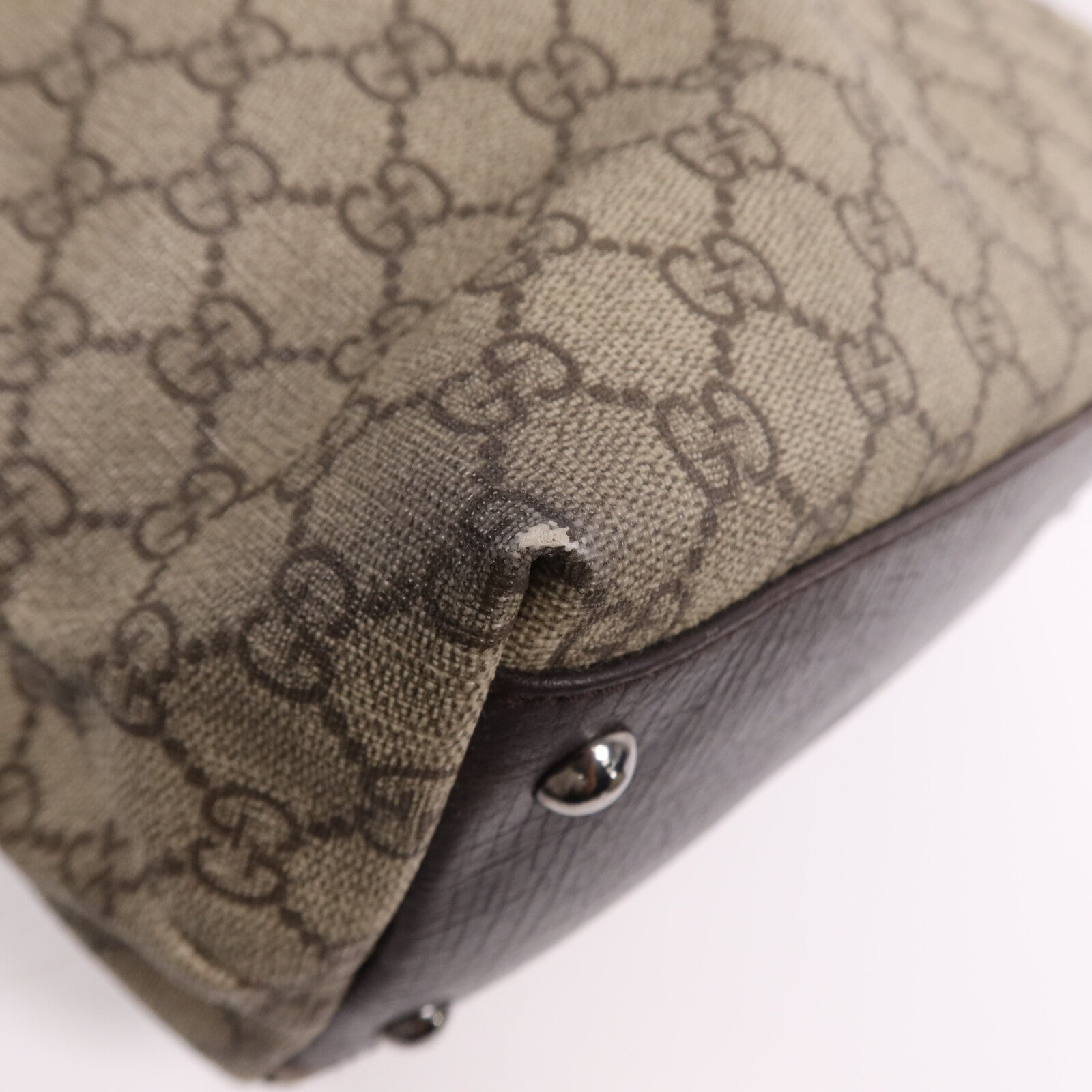 GUCCI 塗層帆布Tote Bag銀扣手挽袋