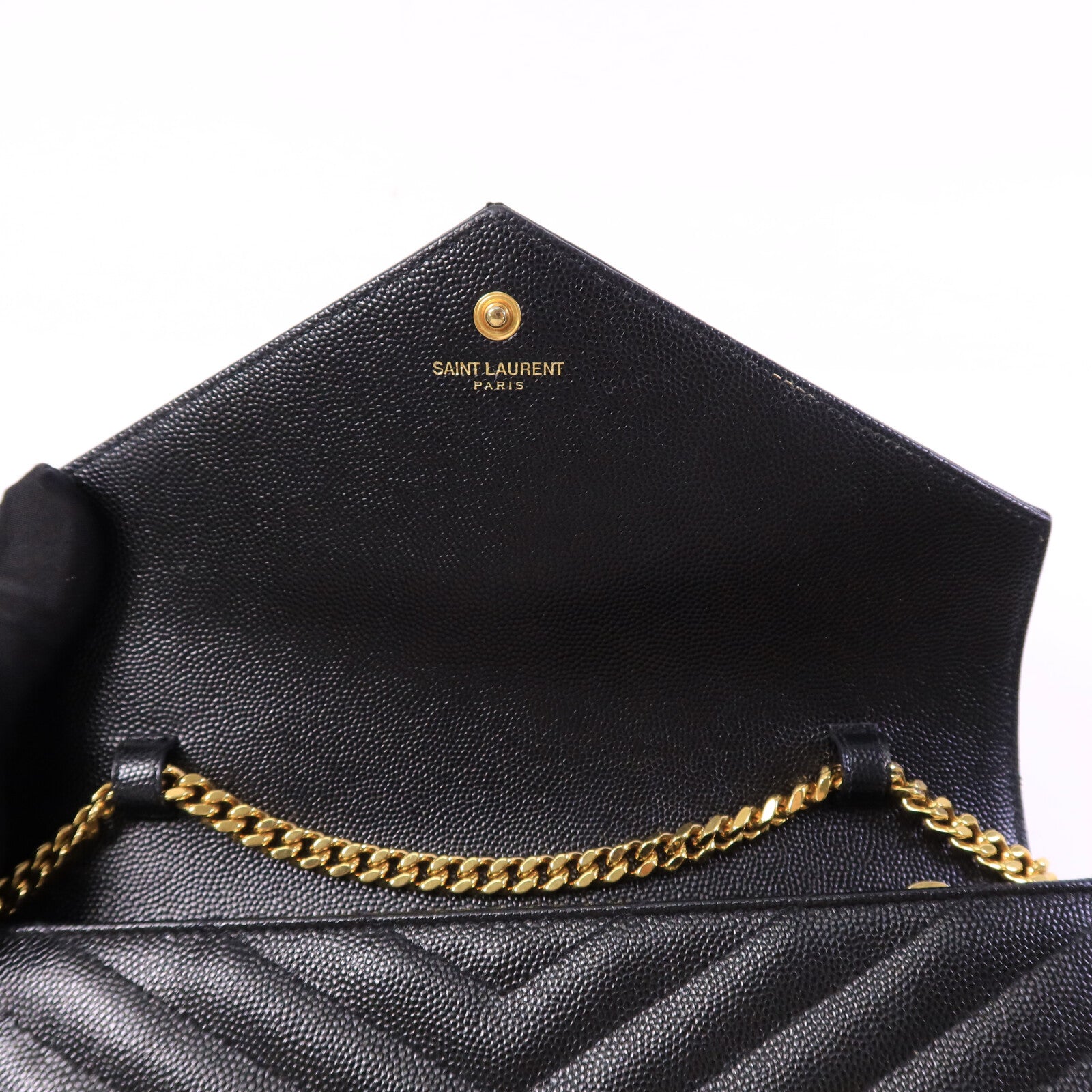 SAINT LAURENT 牛皮皮革Cassandre Envelope鏈帶肩背袋