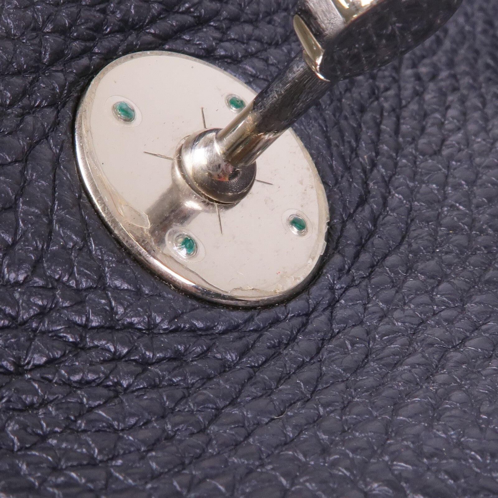 HERMES Clemence皮革Lindy 26銀扣手挽肩背兩用袋Noir