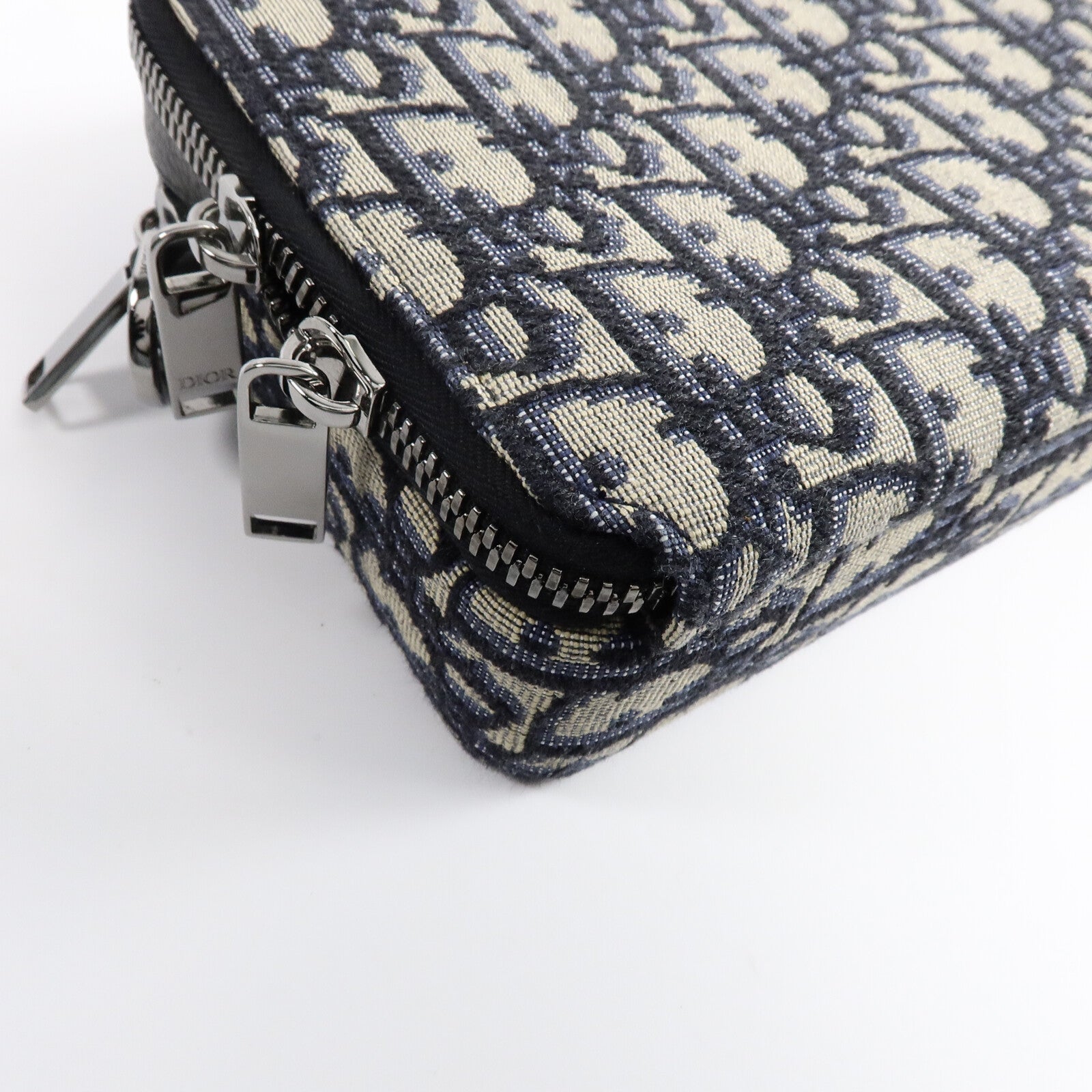 Dior 帆布Oblique Camera Bag銀扣肩背袋藍色