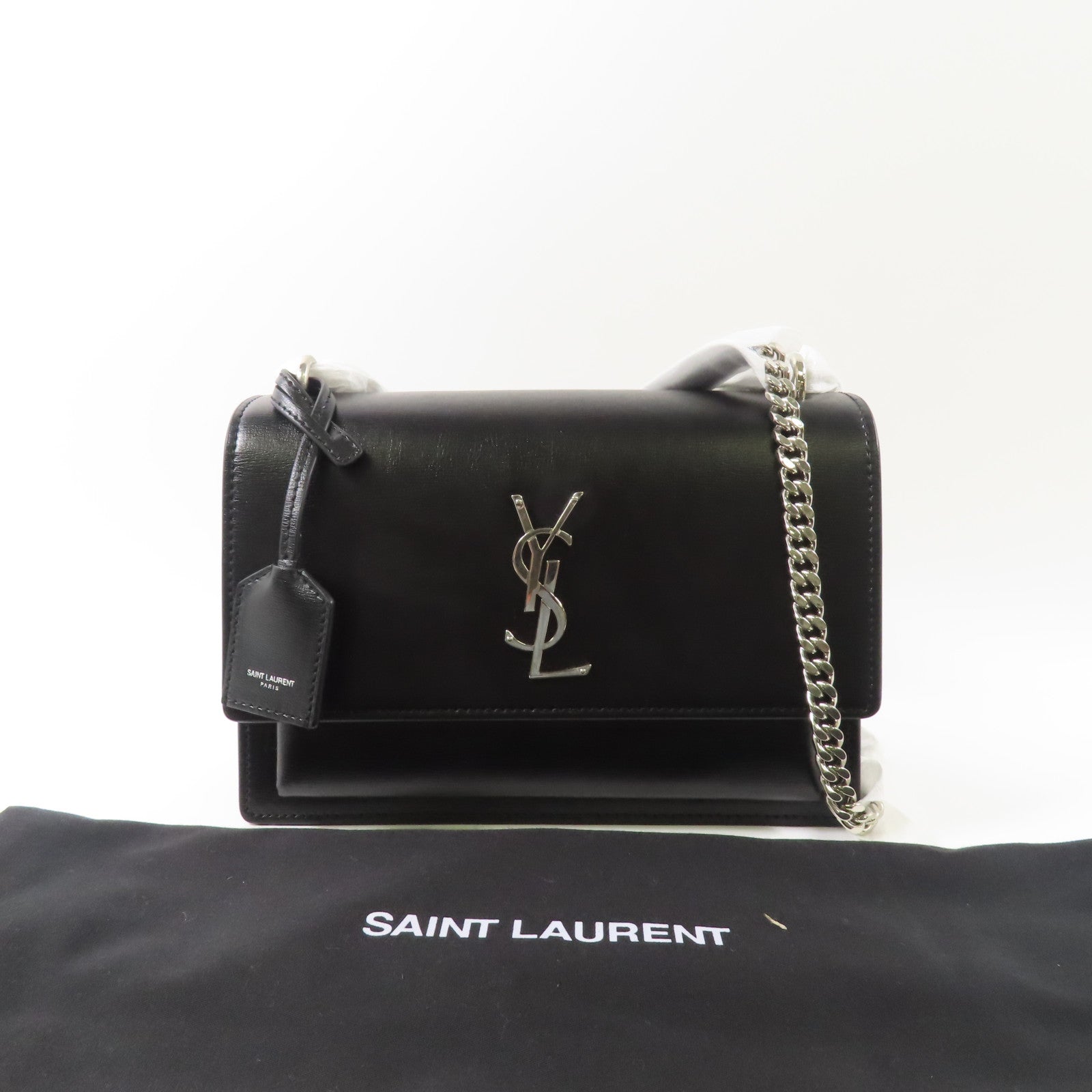 SAINT LAURENT 牛皮皮革Sunset Medium銀扣肩背袋