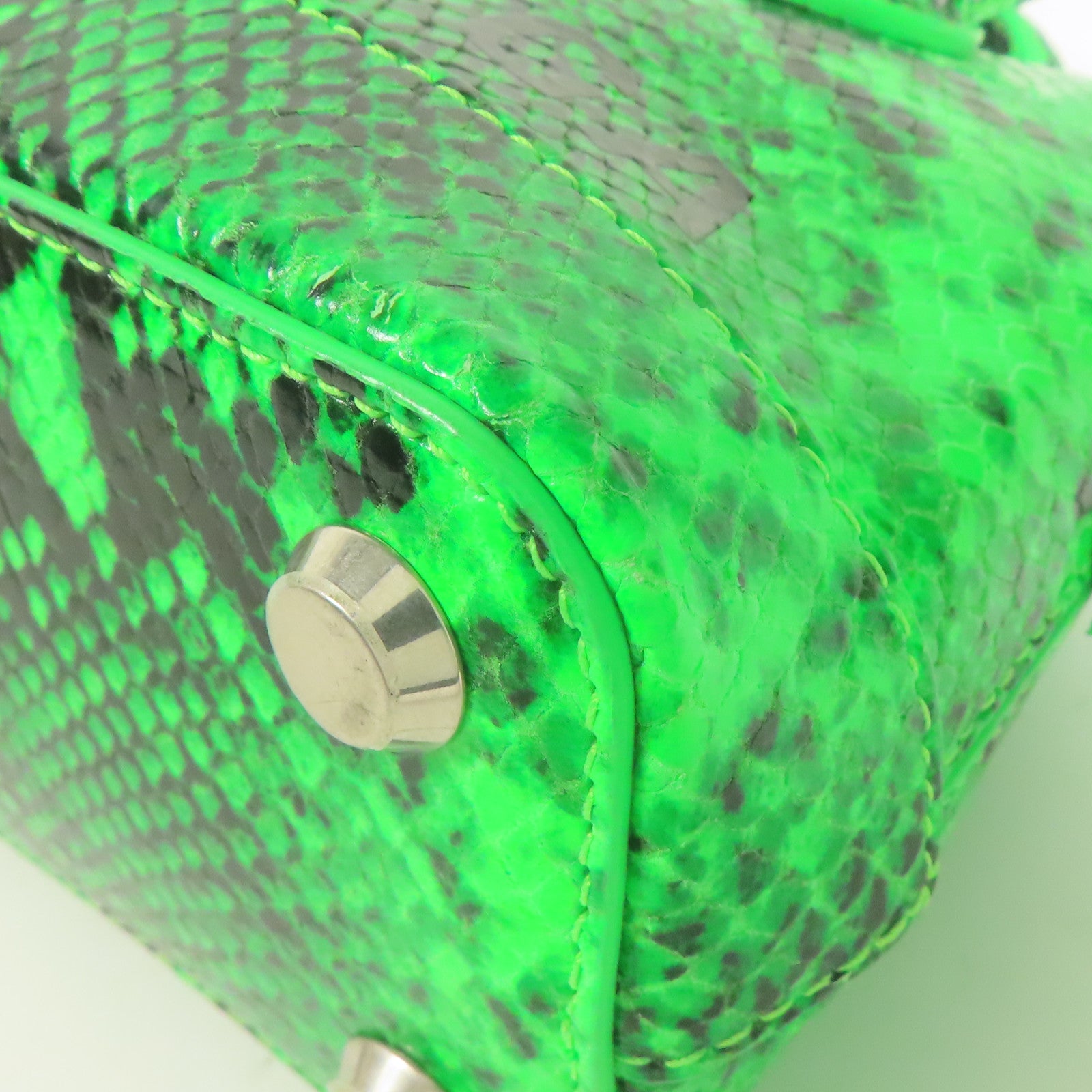 BALENCIAGA 蛇皮皮革XXS Ville Bag銀扣手挽肩背兩用袋