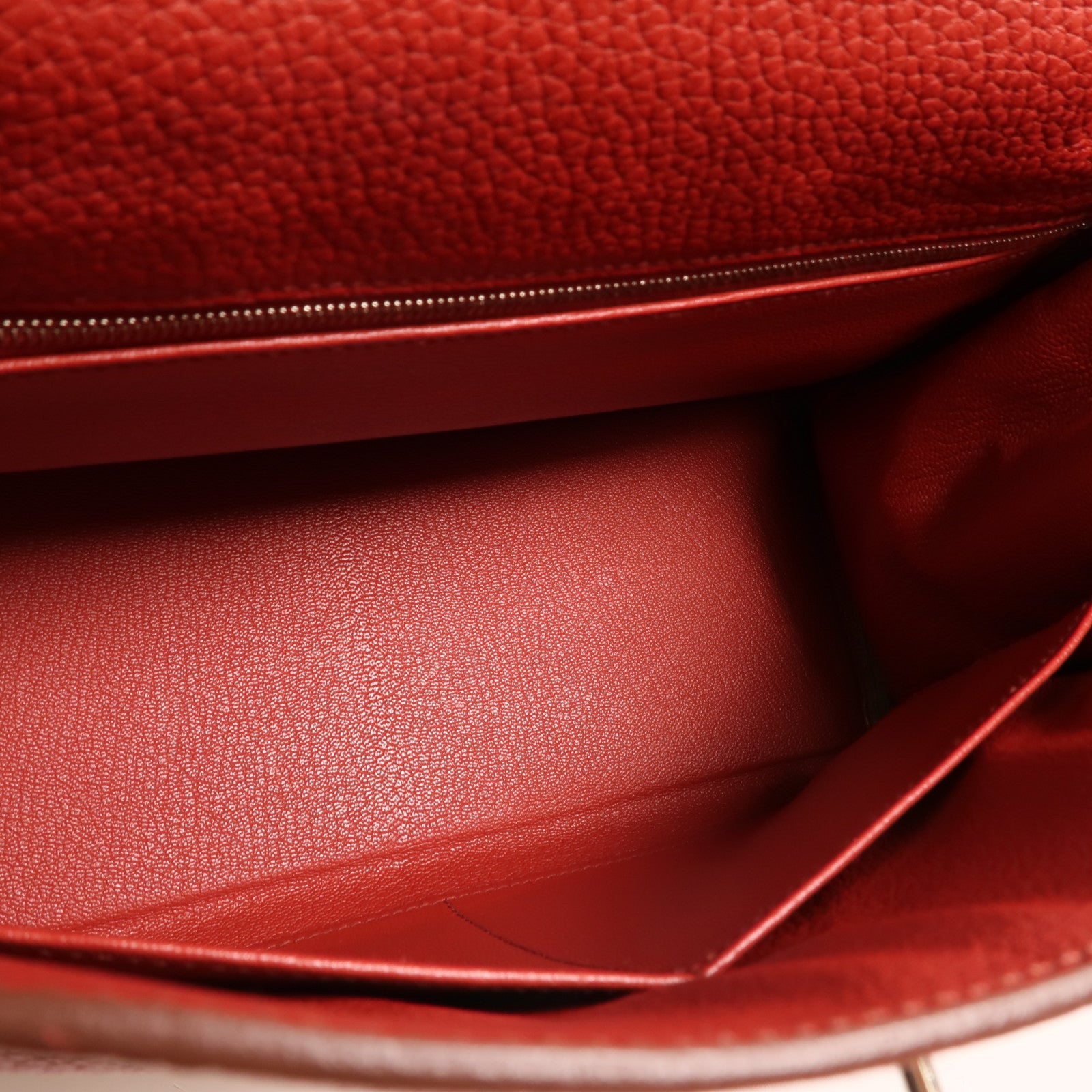 HERMES Togo皮革Kelly 28銀扣手挽肩背兩用袋Rouge Casaque