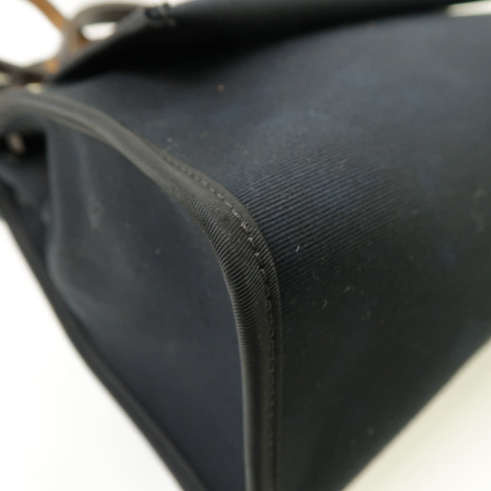 HERMES 【激減優惠】帆布Herbag PM銀扣手挽肩背兩用袋黒色