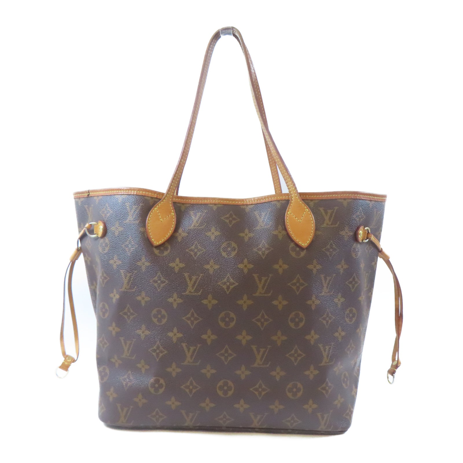 LOUIS VUITTON Monogram Neverfull MM金扣手挽袋啡色