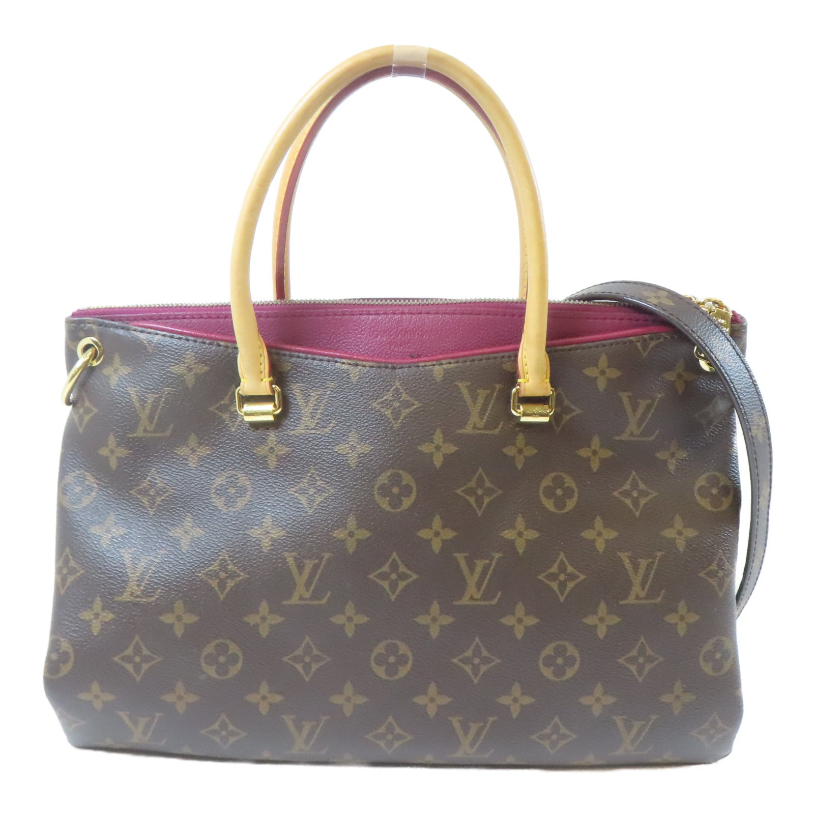 LOUIS VUITTON Monogram Pallas MM金扣手挽肩背兩用袋啡色/紫色