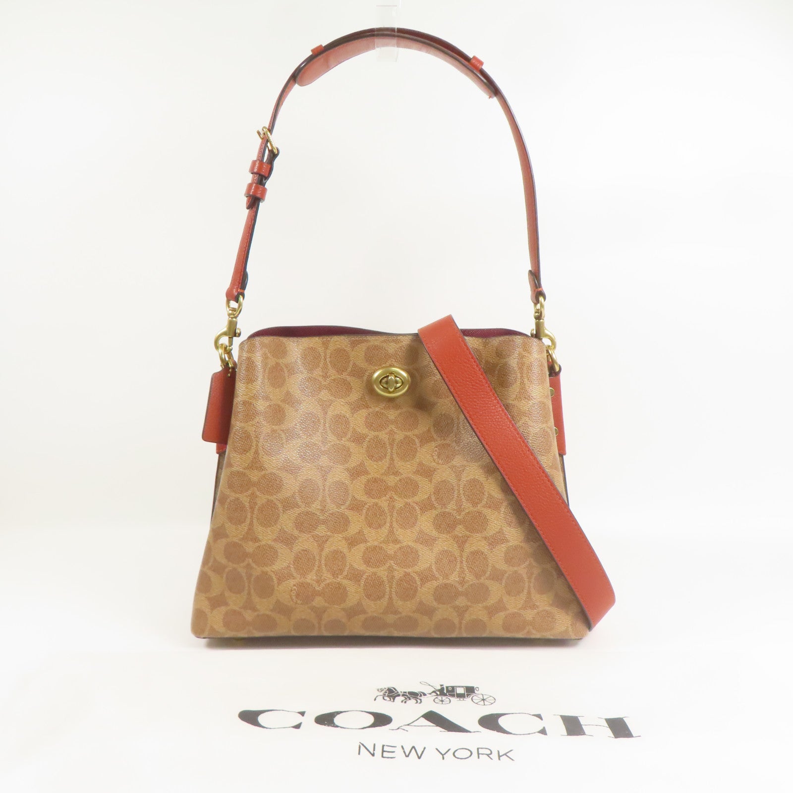 COACH 塗層帆布Shoulder Bag金扣手挽肩背兩用袋