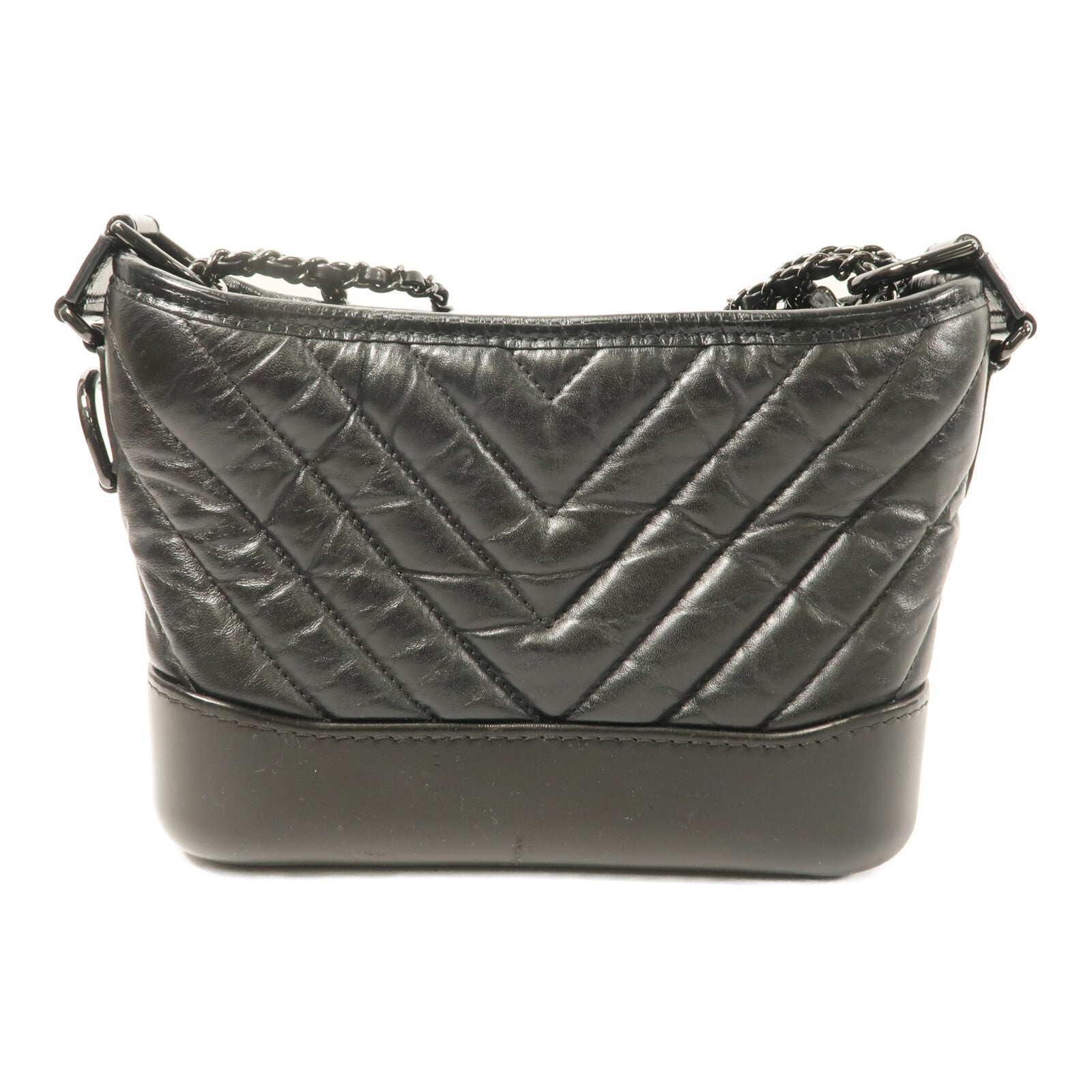 CHANEL 牛皮皮革Gabrielle Small So Black鏈帶手挽肩背兩用袋