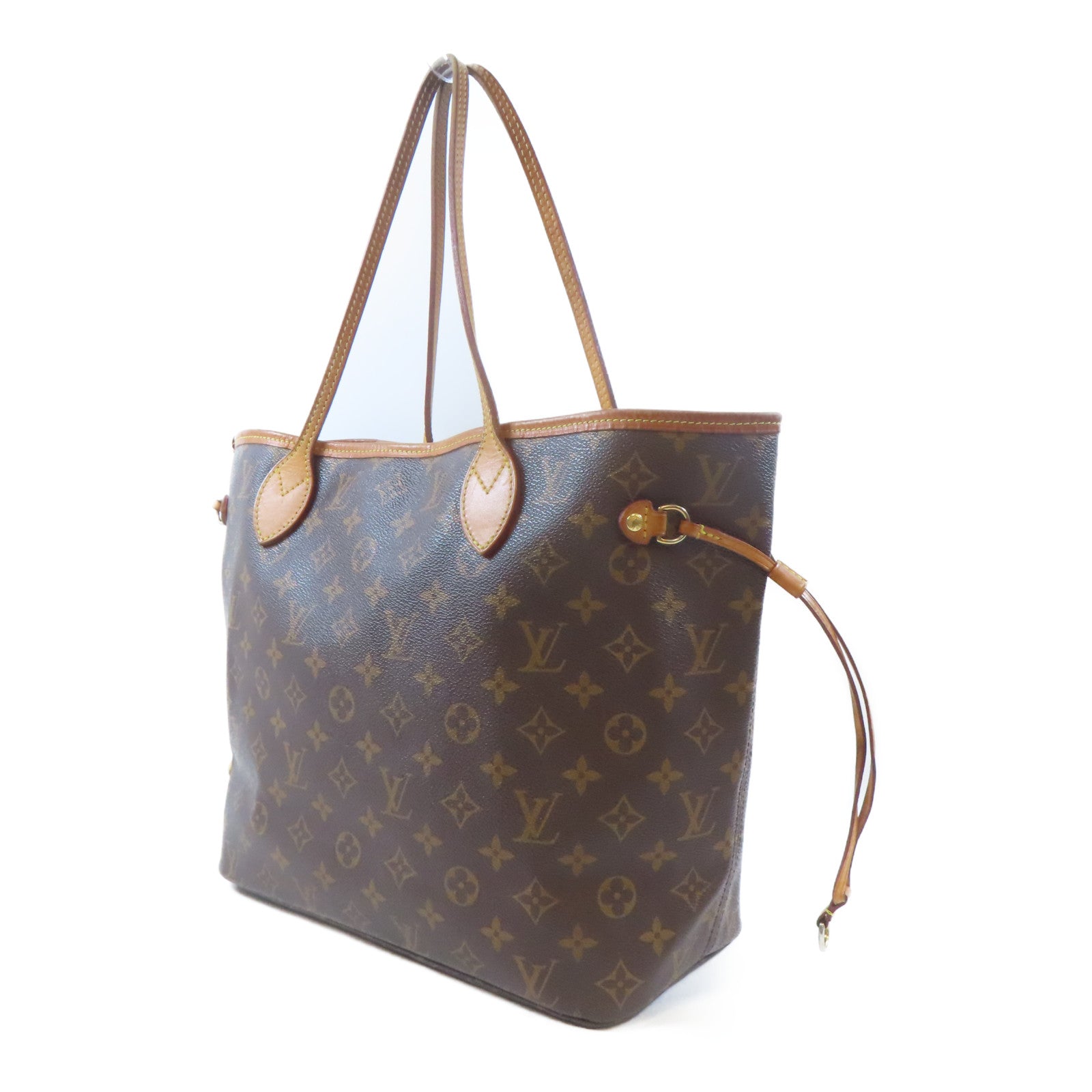 LOUIS VUITTON Monogram Neverfull MM金扣手挽袋啡色