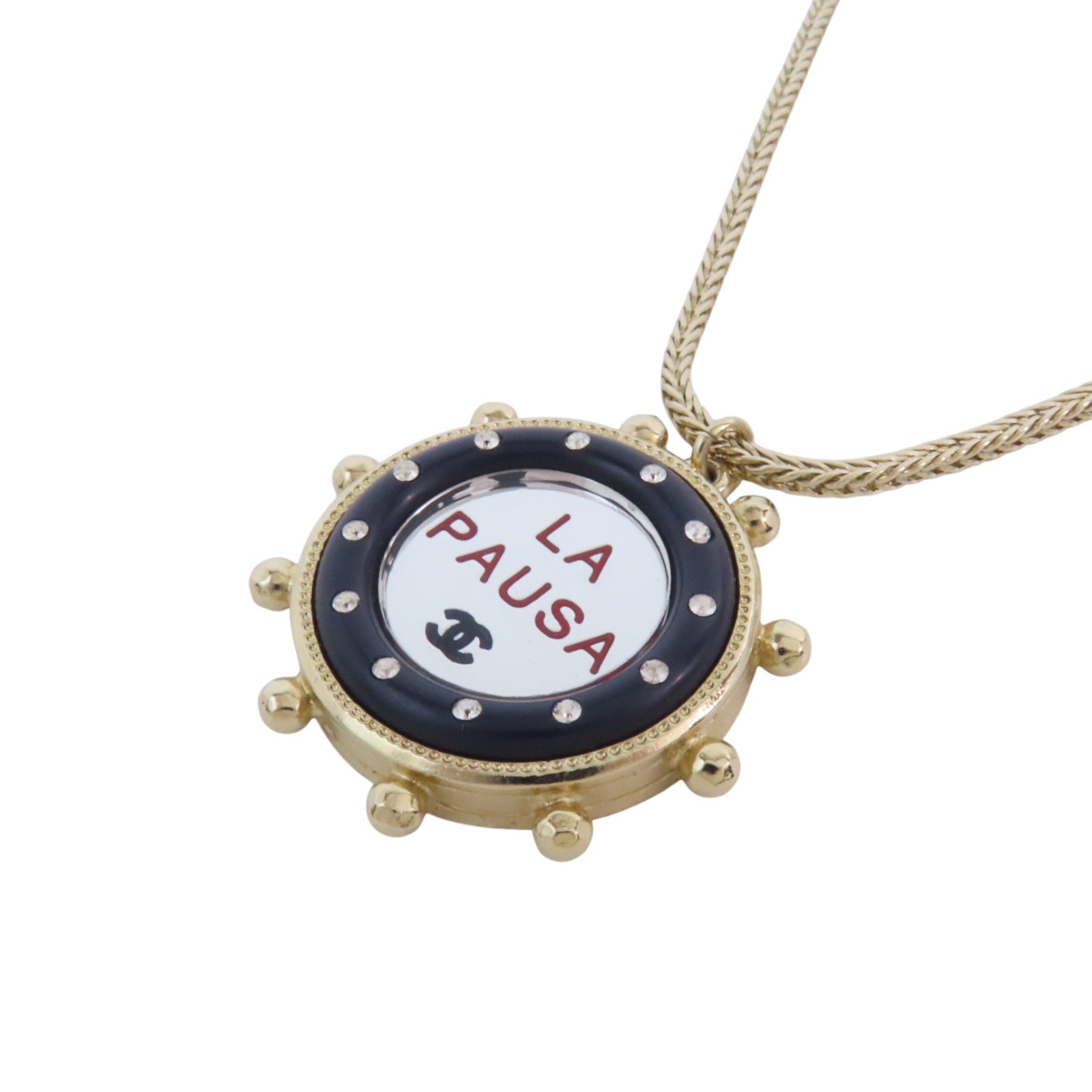 CHANEL 金屬/仿珍珠/PVC Necklace金扣項鏈