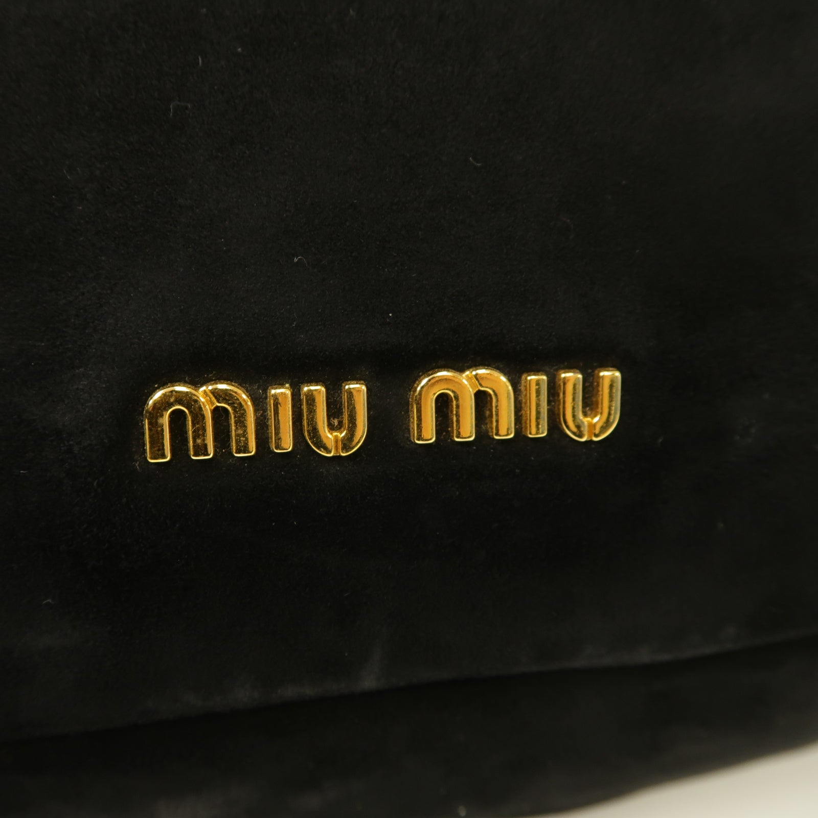 Miu Miu 麂皮皮革Shoulder Bag金扣肩背袋黑色