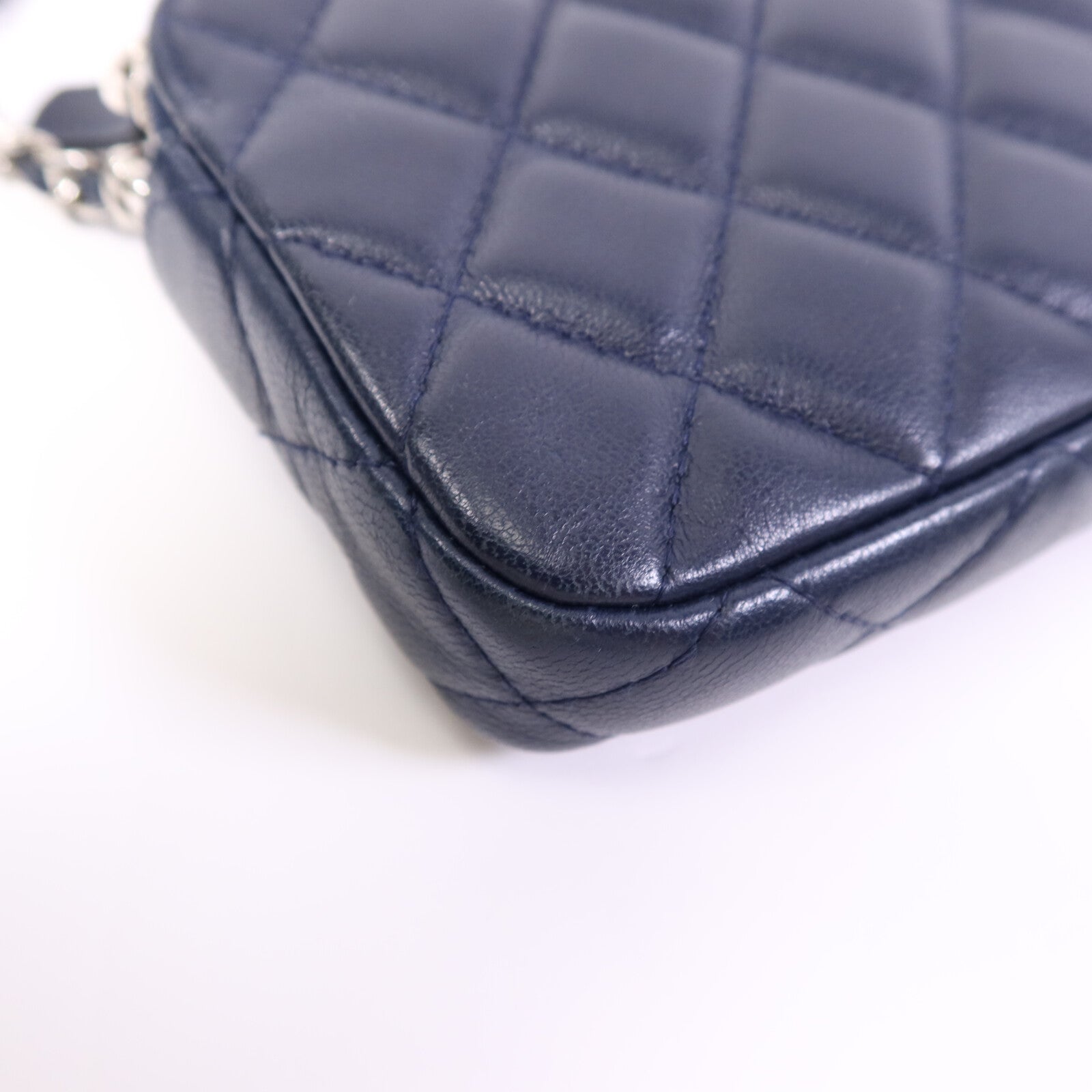 CHANEL 羊皮皮革Chain Shoulder Bag銀扣鏈帶肩背袋