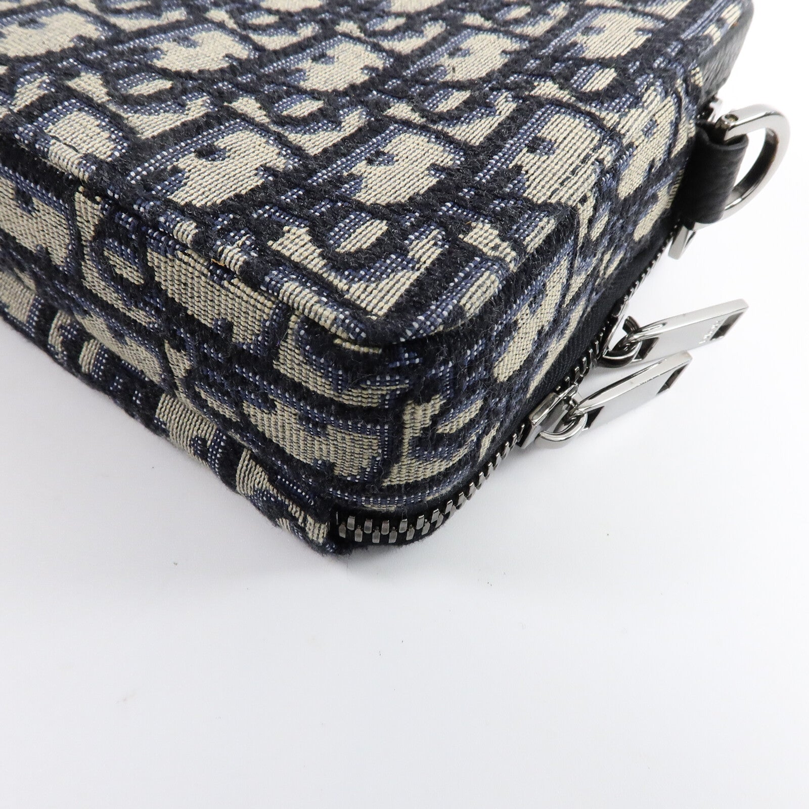 Dior 帆布Oblique Camera Bag銀扣肩背袋藍色