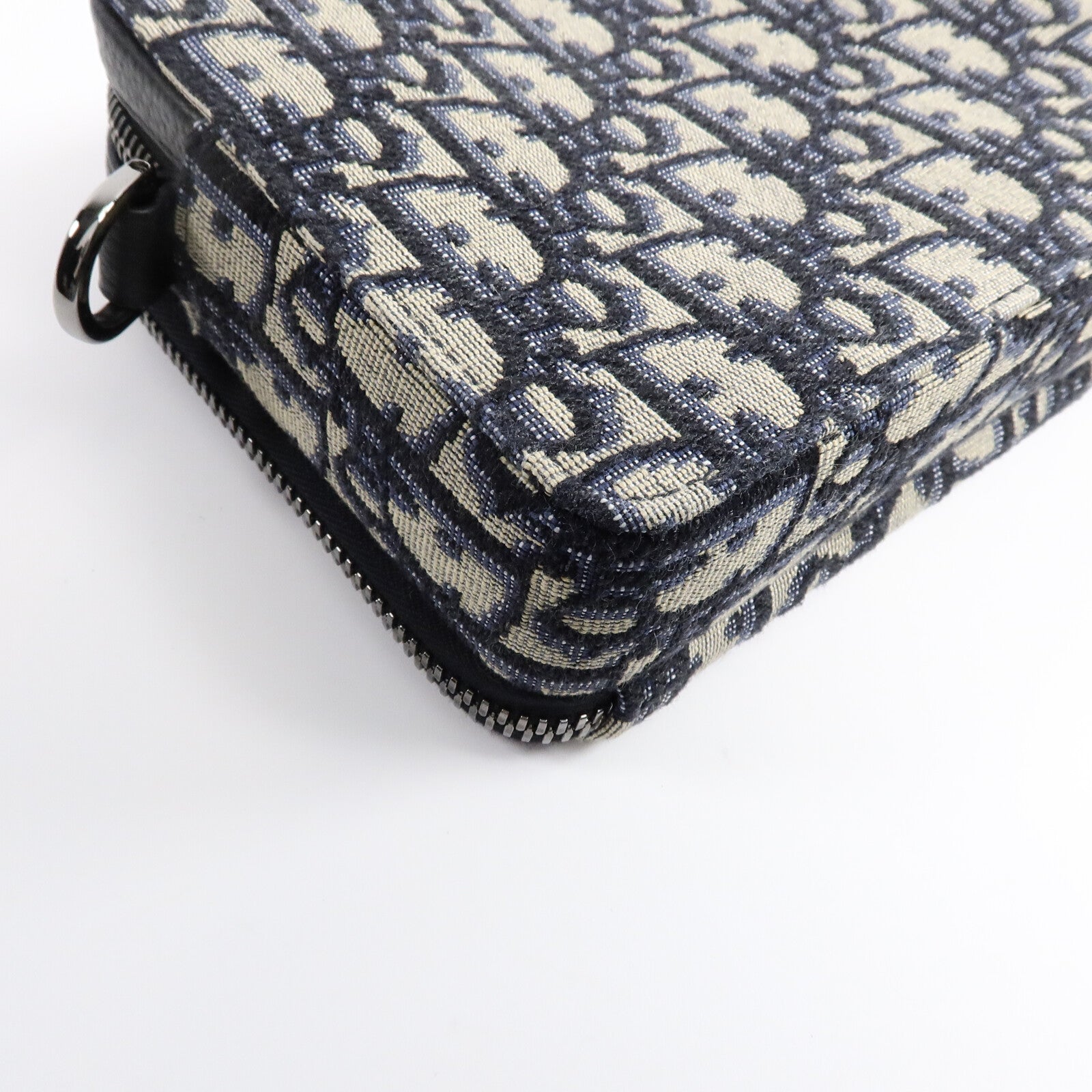 Dior 帆布Oblique Camera Bag銀扣肩背袋藍色