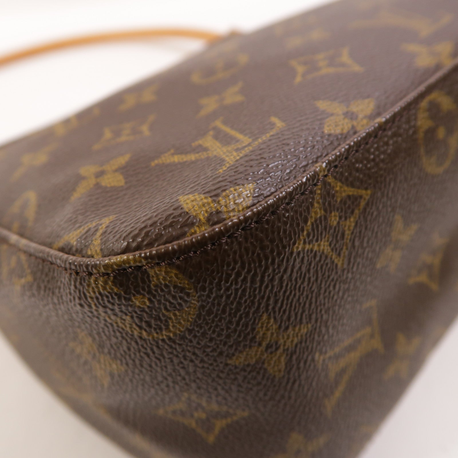 LOUIS VUITTON Monogram Looping MM金扣肩背袋棕色