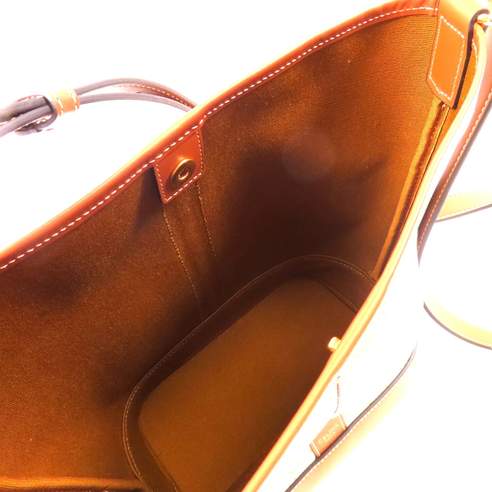 CELINE 塗層帆布Triomphe Bucket金扣肩背袋