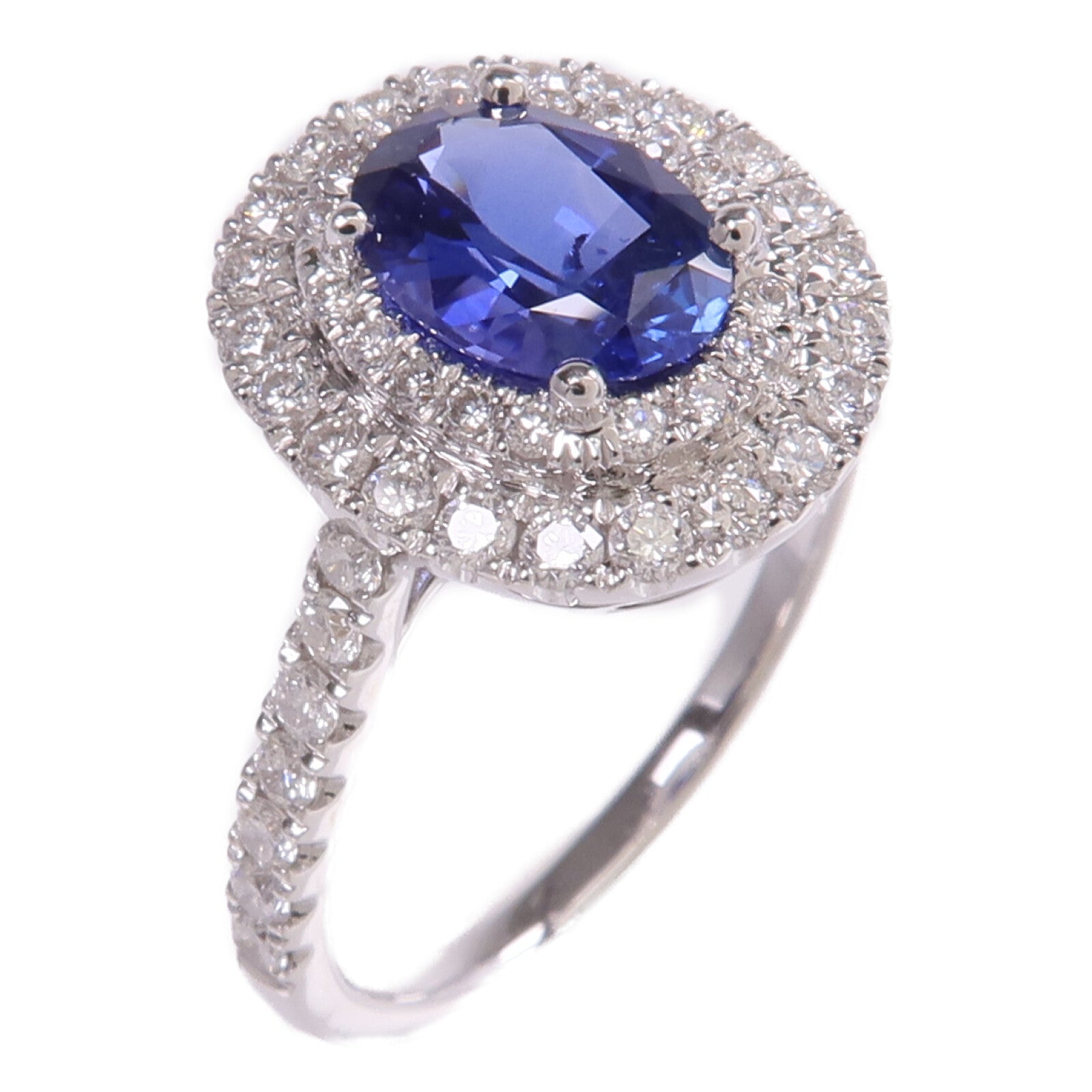 JEWELRY 18K白金Sapphire Diamond Ring藍寶石/鑽石戒指US#7