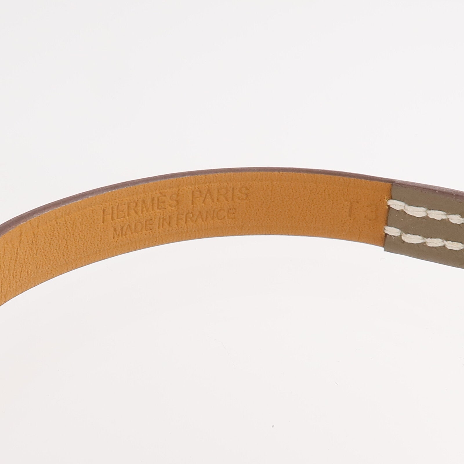 HERMES Swift皮革Rivale Mini Bracelet金扣手帶Etoupe