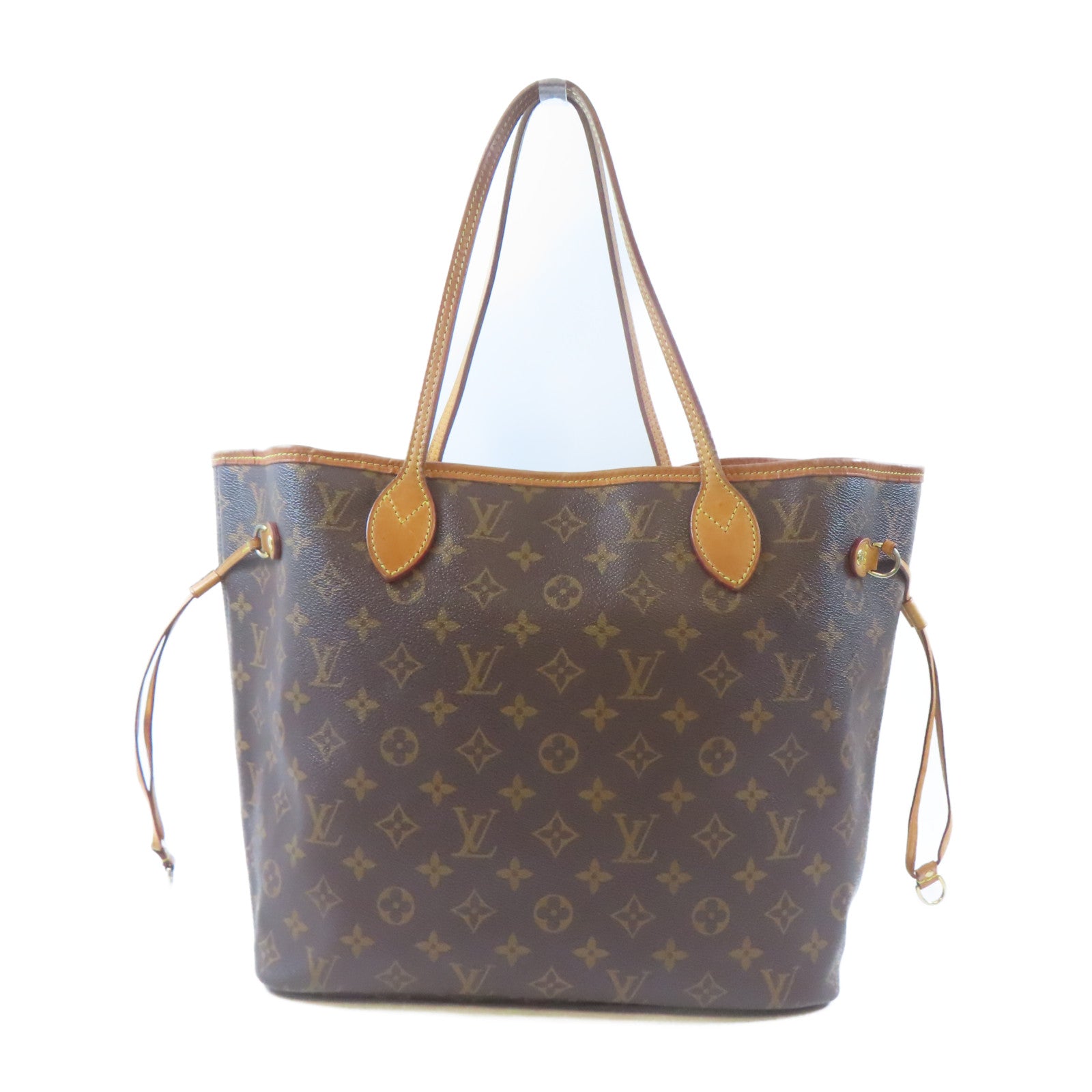 LOUIS VUITTON Monogram Neverfull MM金扣手挽袋啡色