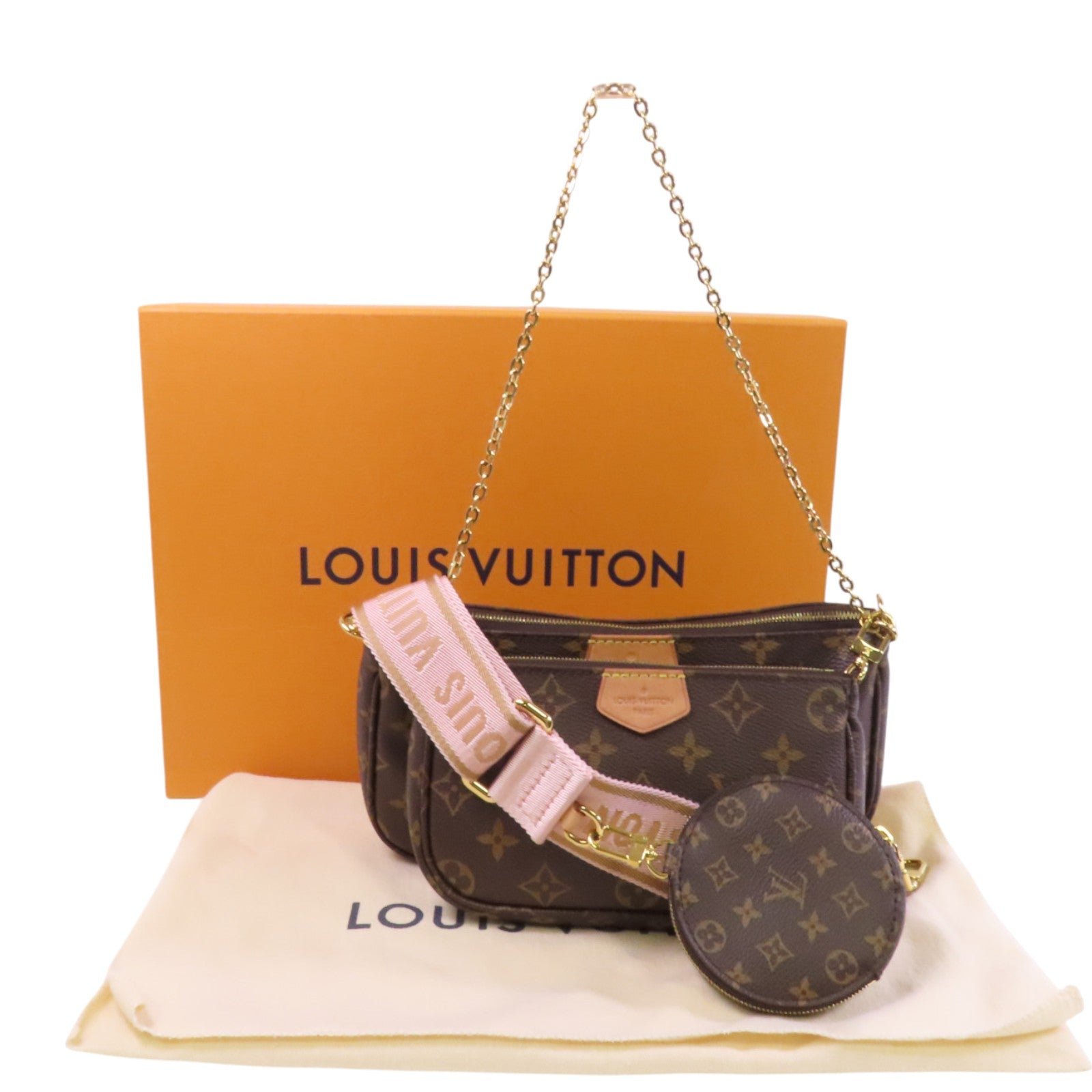 LOUIS VUITTON Monogram Mini Pochette Accessoirs金扣手挽肩背兩用袋