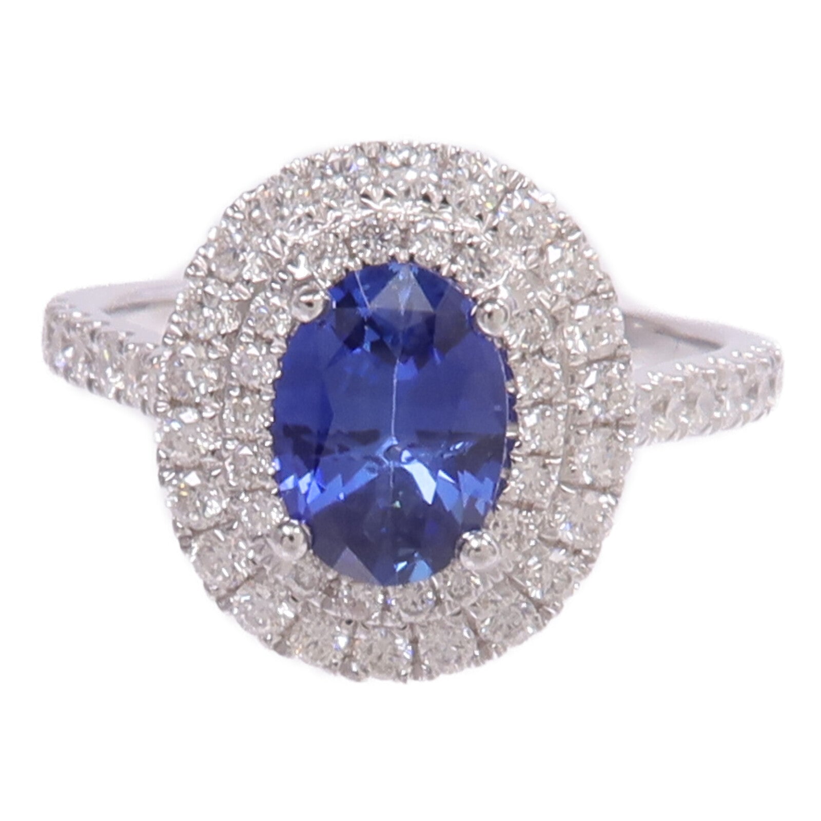 JEWELRY 18K白金Sapphire Diamond Ring藍寶石/鑽石戒指US#7