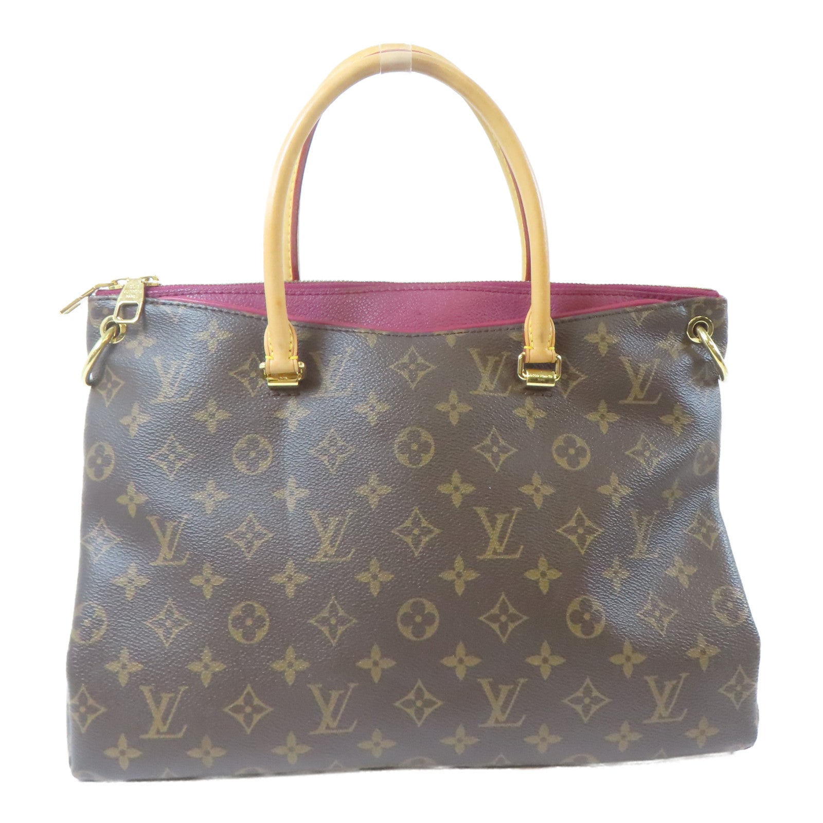 LOUIS VUITTON Monogram Pallas MM金扣手挽肩背兩用袋啡色/紫色