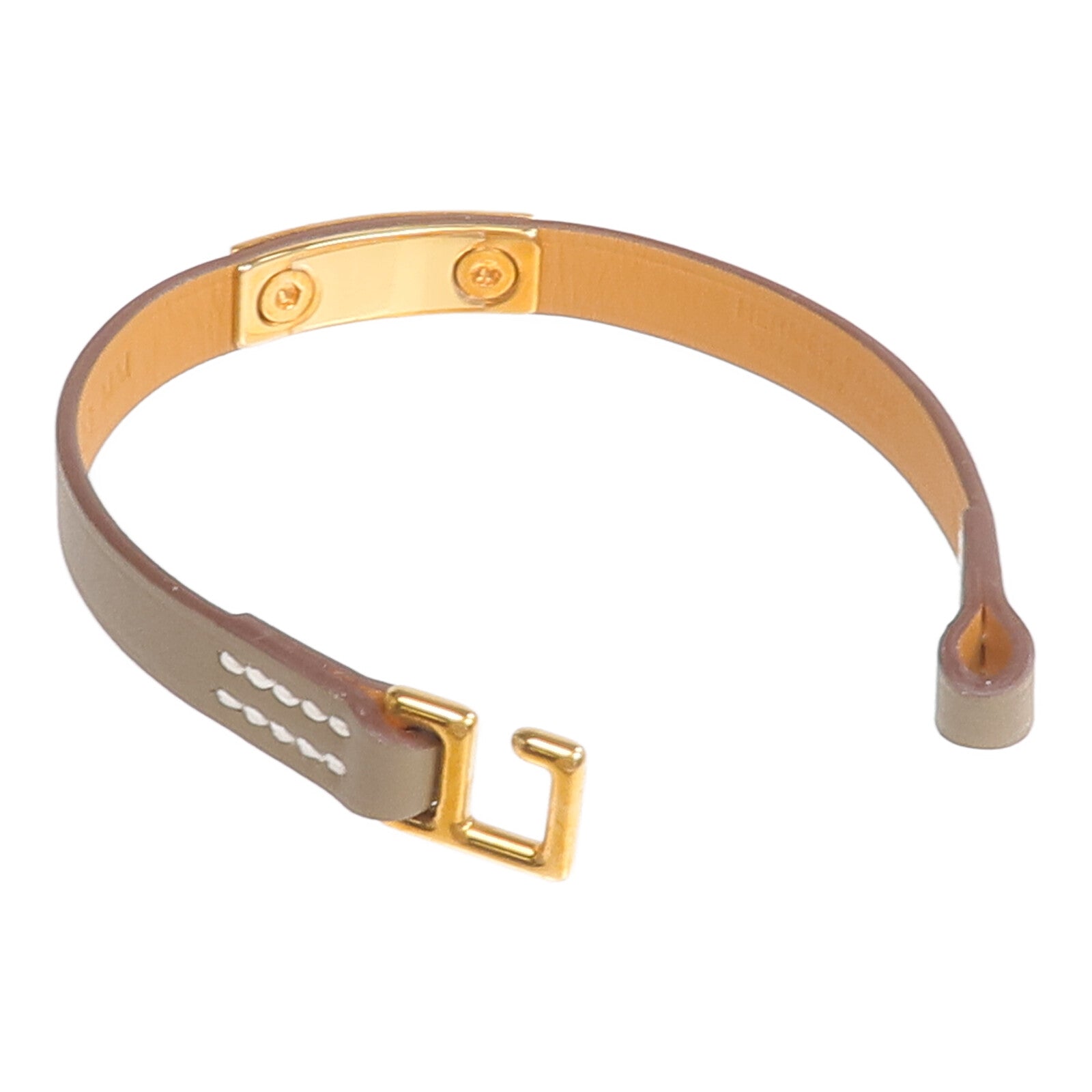 HERMES Swift皮革Rivale Mini Bracelet金扣手帶Etoupe